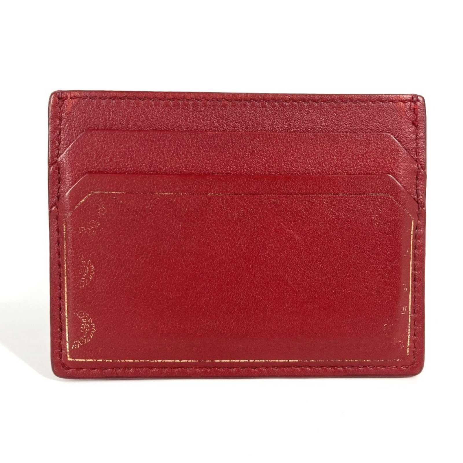 Case Card Leather Cartier: Case Card Leather Cartier Wine red leather wraps around a sleek, compact design, measuring 7.5cm x 10cm. This Cartier card case comes with a luxurious box and dust bag, providing a sophisticated way
