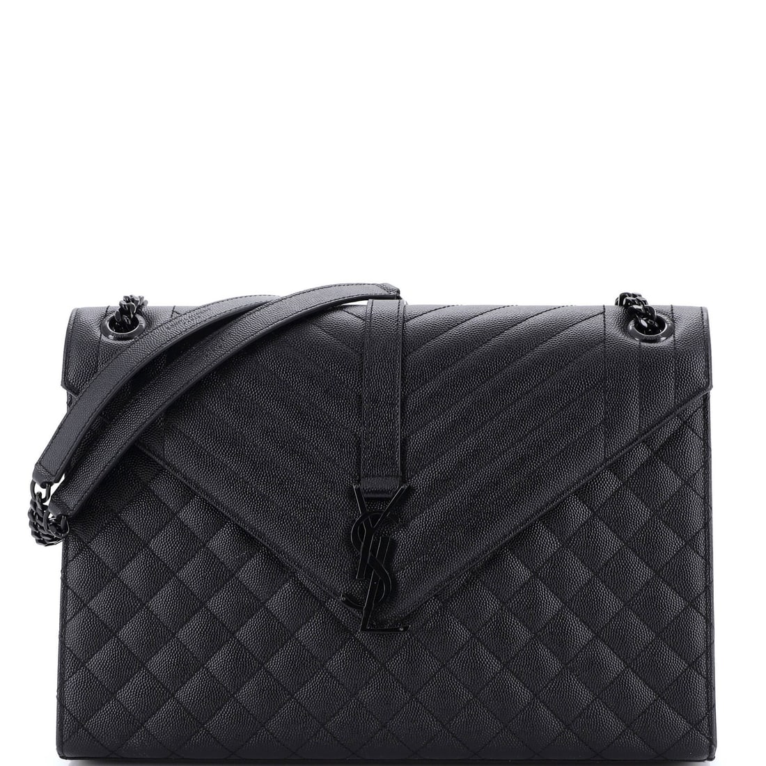 Satchel Saint Laurent Monogram Large Classic Matelasse Leather Envelope Mixed: Satchel Saint Laurent Monogram Large Classic Matelasse Leather Envelope Mixed Large Classic Monogram Envelope Satchel from Saint Laurent, featuring a timeless design with mixed matelasse leather