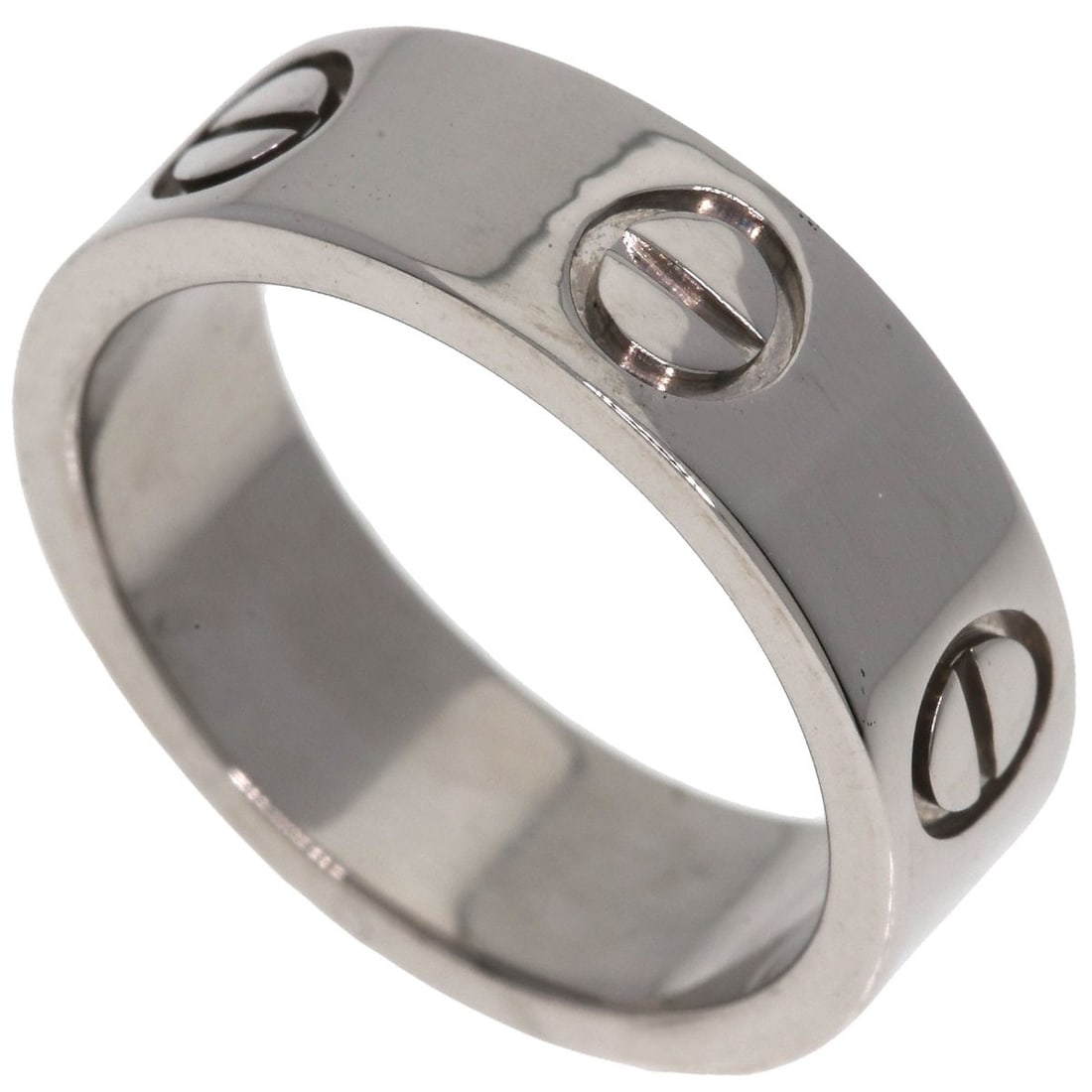 Love Ring Gold White K18 Cartier #48: Love Ring Gold White K18 Cartier #48 K18 White Gold Cartier Ring #48 is a striking piece featuring a silver metal exterior with a K18 gold construction. This 4.5 US ring size, open ring closure, showc