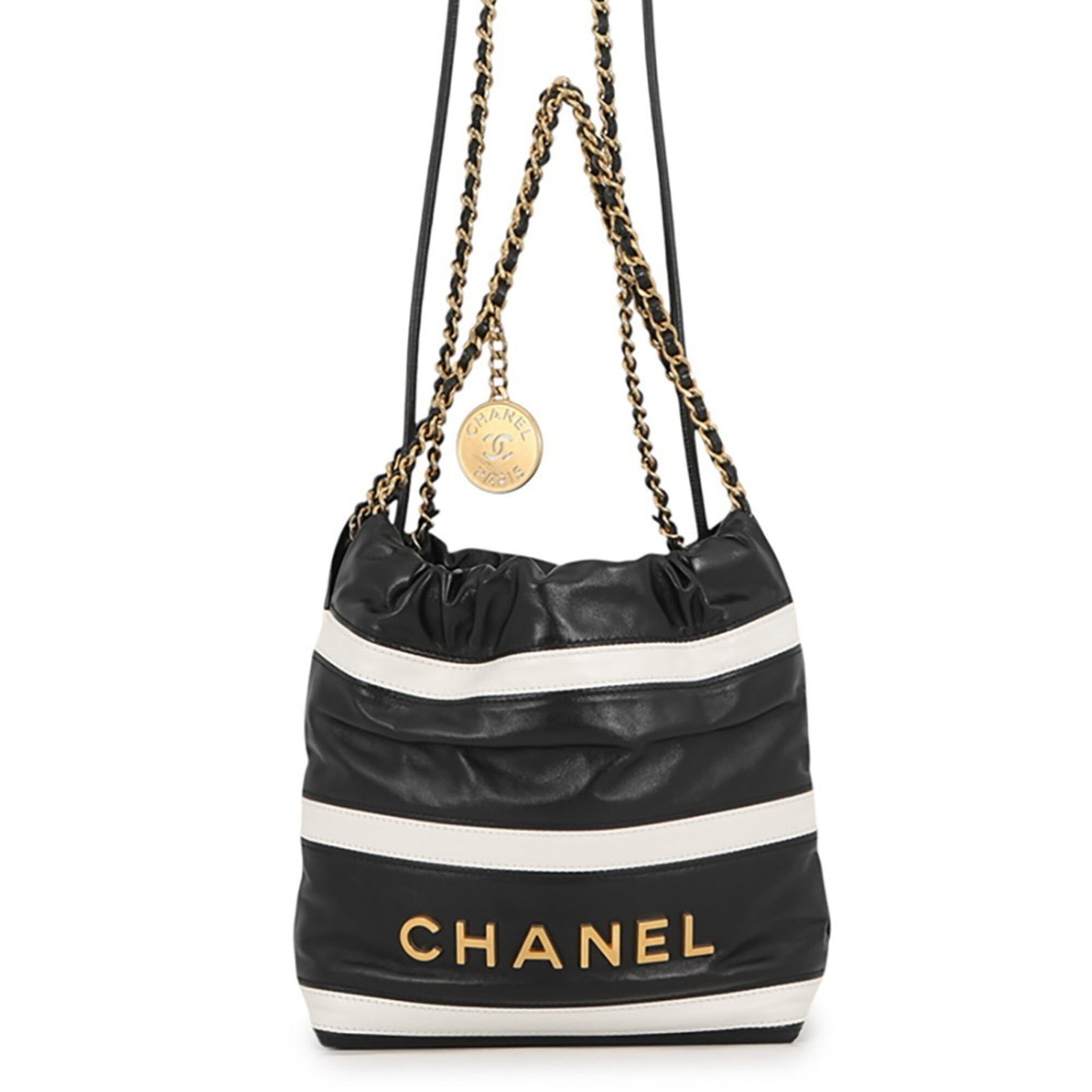 Handbag Shoulder Bag Chanel: Handbag Shoulder Bag Chanel Black and White Chanel Shoulder Bag with Classic Design. This Italian-made shoulder bag features a timeless black and white color scheme and a sleek, compact design with a 