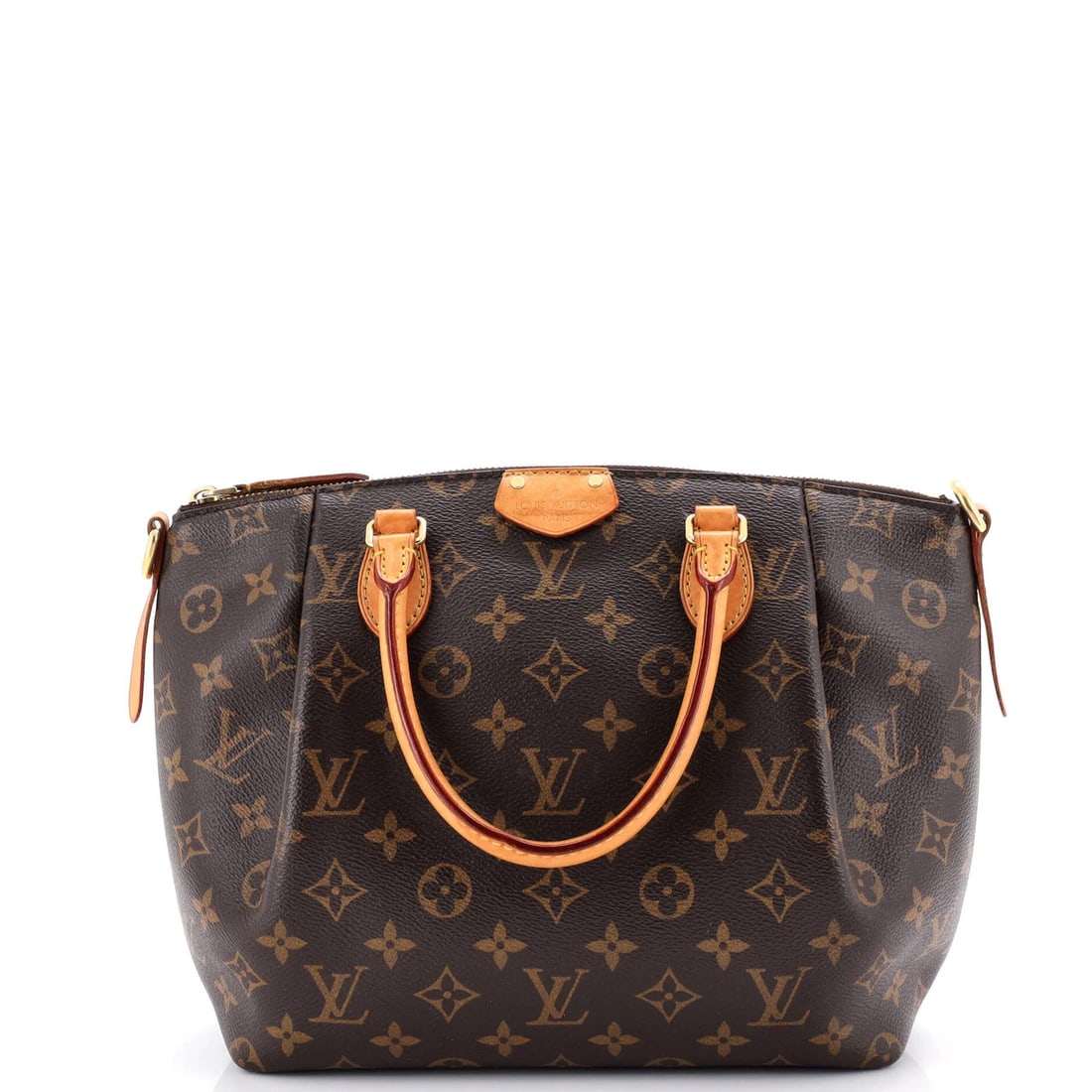 Handbag Monogram Canvas Louis Vuitton Turenne: Handbag Monogram Canvas Louis Vuitton Turenne Canvas Coated Louis Vuitton Turenne Handbag in Brown, featuring the iconic monogram pattern, with a sturdy design and gold hardware. The bag has a