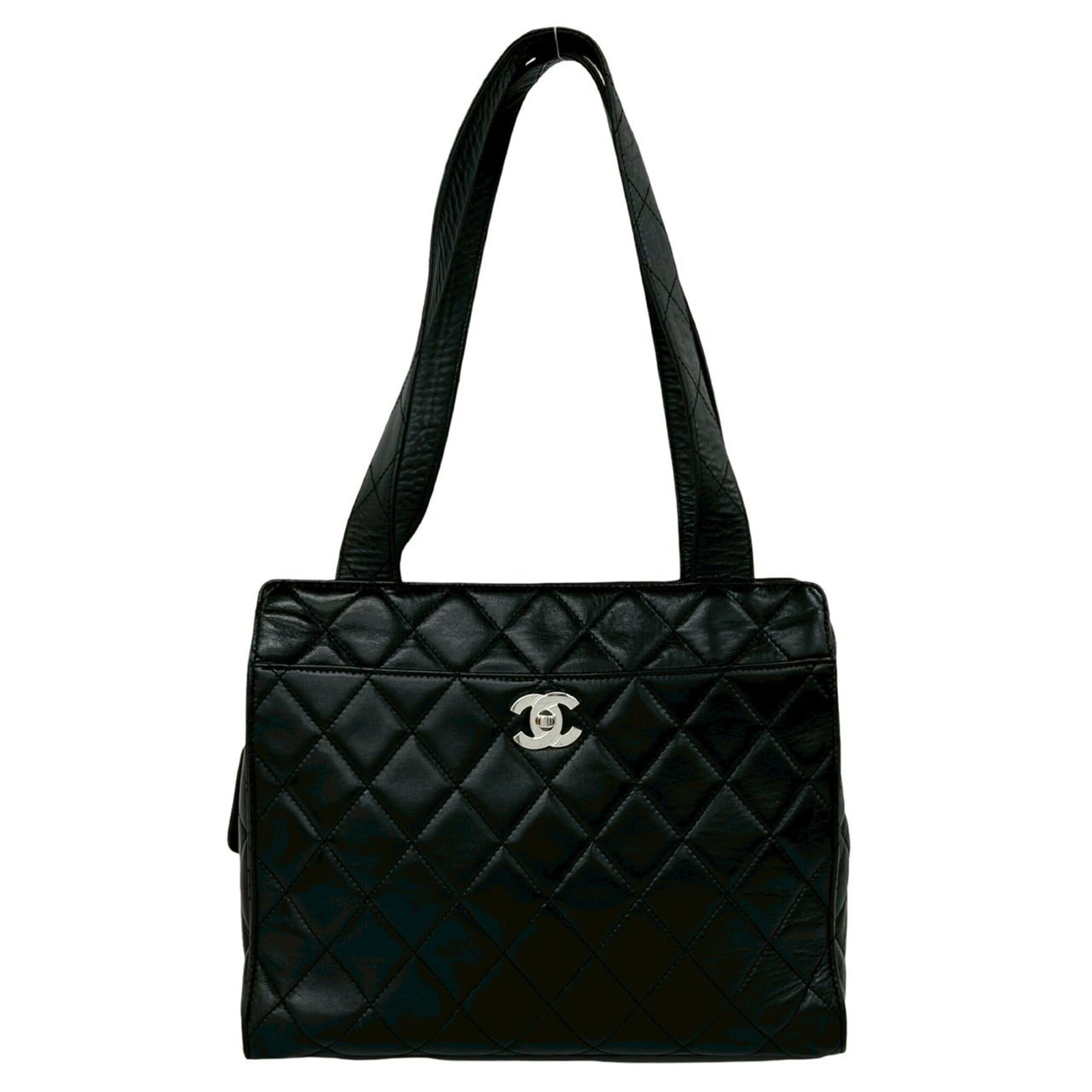 Shoulder Bag Leather Tote Bag Chanel: Shoulder Bag Leather Tote Bag Chanel Black lambskin leather Chanel shoulder bag tote, measuring 25cm x 31cm x 12cm. This classic tote features high-quality leather construction and a timeless design. 