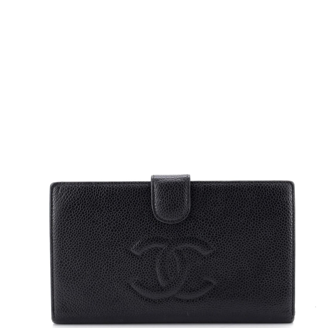 Timeless French Caviar Small Chanel Wallet: Timeless French Caviar Small Chanel Wallet Small Chanel Timeless CC French Wallet in Black Caviar Leather features a classic design with a gold-tone hardware accent. The wallet's exterior shows signs