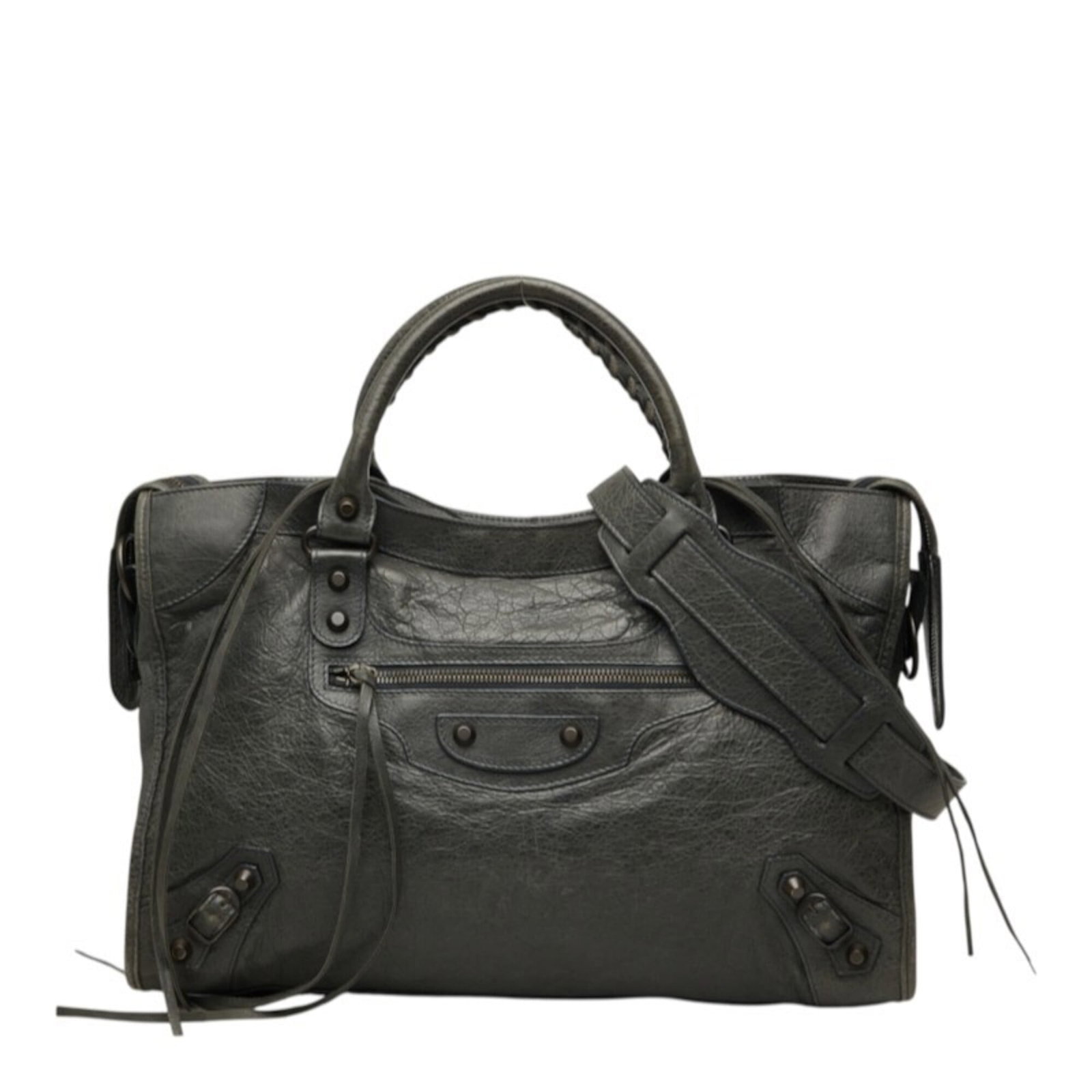 Balenciaga Handbag Shoulder Bag Leather: Balenciaga Handbag Shoulder Bag Leather Balenciaga's signature green leather shoulder bag is a stylish and versatile accessory. Measuring 25cm x 37cm x 14cm, this spacious bag features a classic