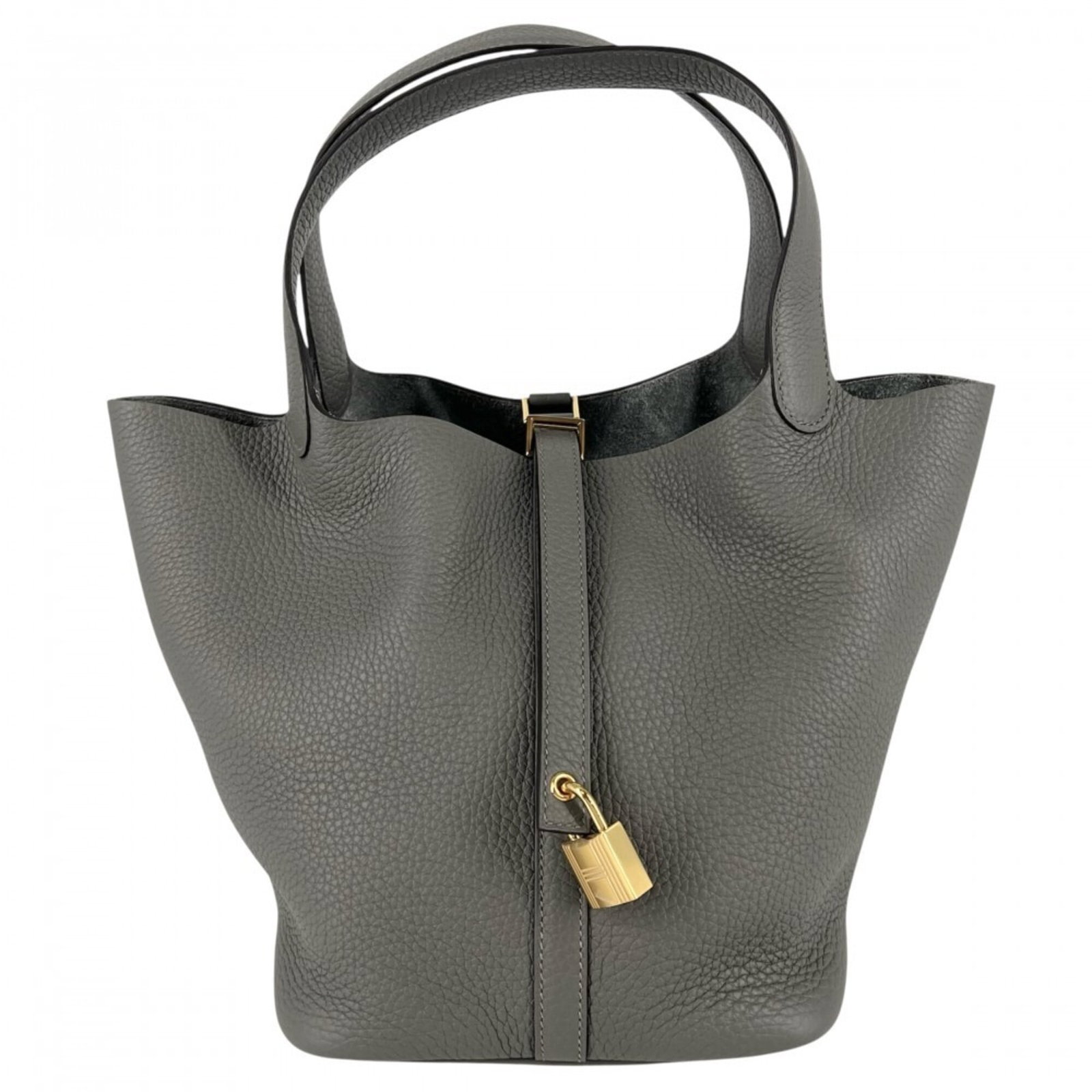Handbag Hermes: Handbag Hermes Etain-colored handbag from Hermes, measuring 22cm x 17cm x 17cm, with a 31cm long handle. This stylish bag features a sleek design and a compact size, making it a versatile accessory