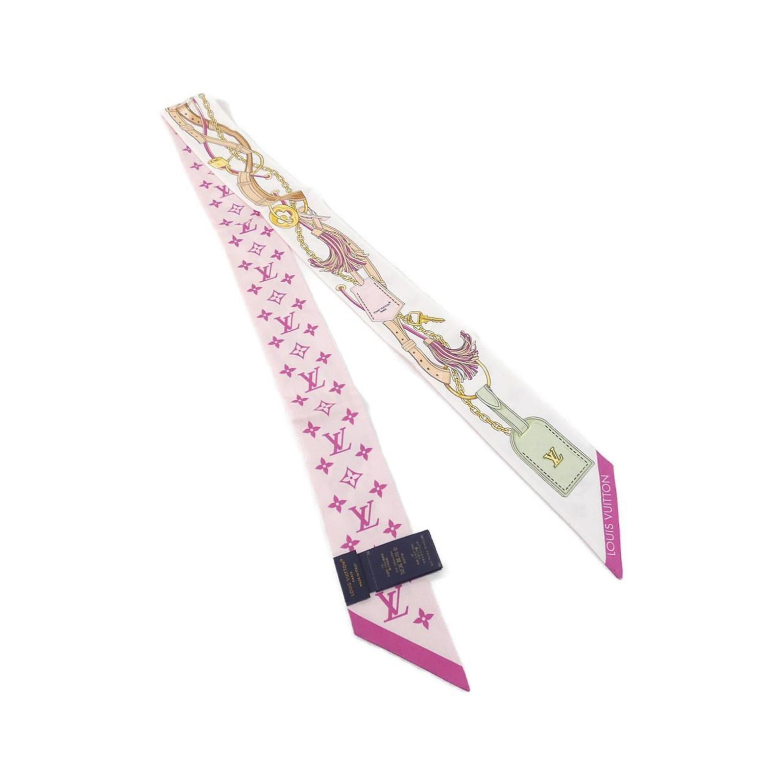 Silk Scarf Louis Vuitton: Silk Scarf Louis Vuitton Silk Scarf from Louis Vuitton, available in a vibrant pink hue, features a luxurious silk material and measures 1.2m x 5cm. This scarf boasts a classic design and bears a sign