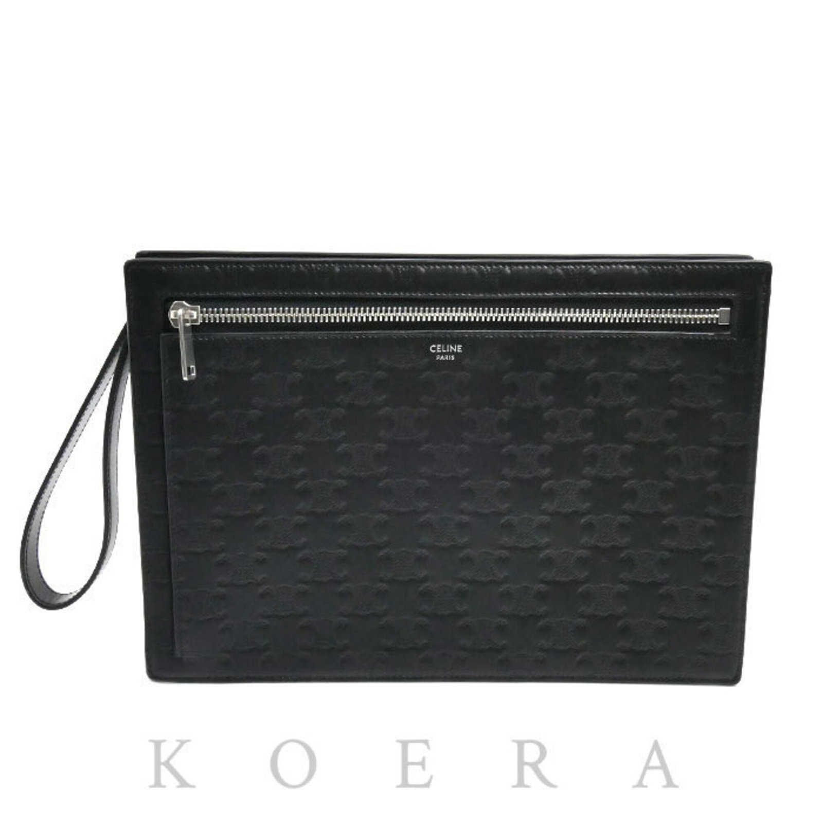 Celine Clutch Leather Bag: Celine Clutch Leather Bag Black Calfskin Leather Clutch Bag from Celine, featuring a sleek design and silver hardware. Made from high-quality leather, this clutch measures 19cm x 27cm x 5cm and is a