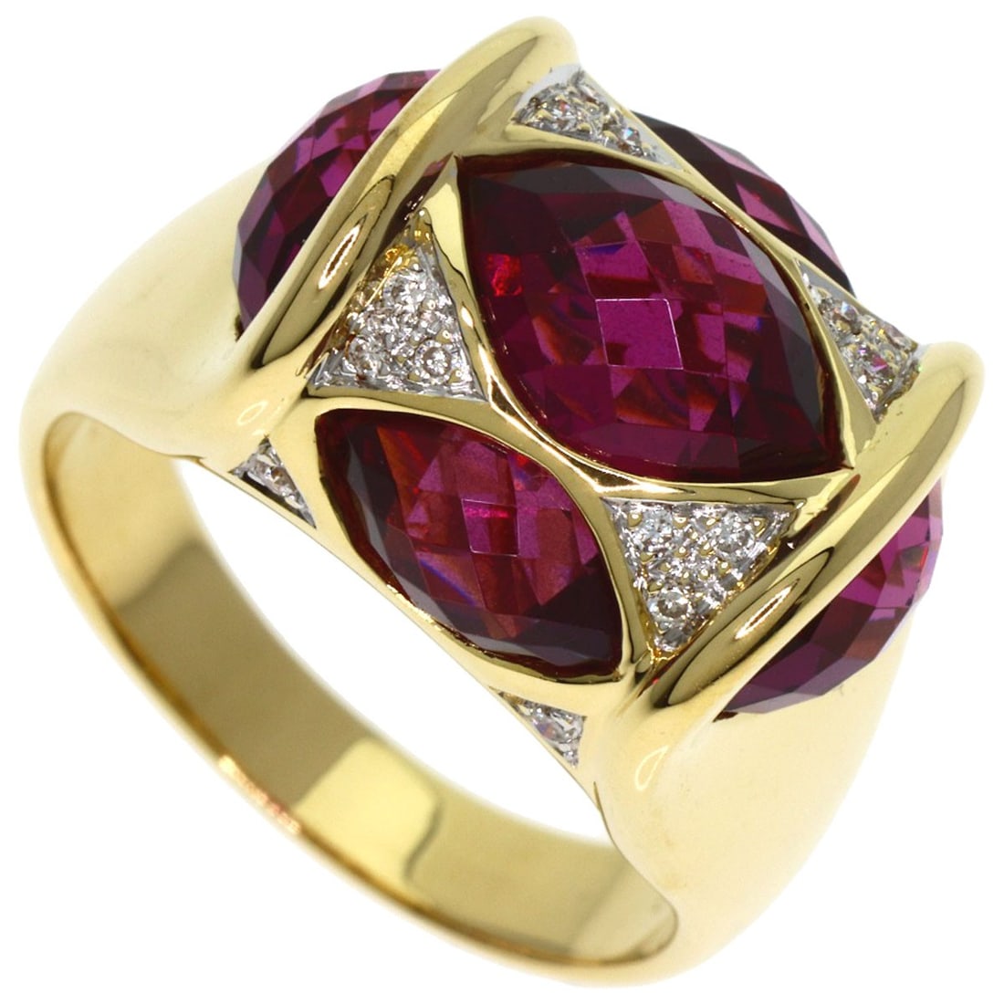 Colored Stone Diamond Ring K18 Yellow Gold 10.5G: Colored Stone Diamond Ring K18 Yellow Gold 10.5G K18 Yellow Gold 10.5G ring features a stunning diamond with a total carat weight of 8.2ct, complemented by a 0.1ct diamond accent. The ring's 10.5G pur