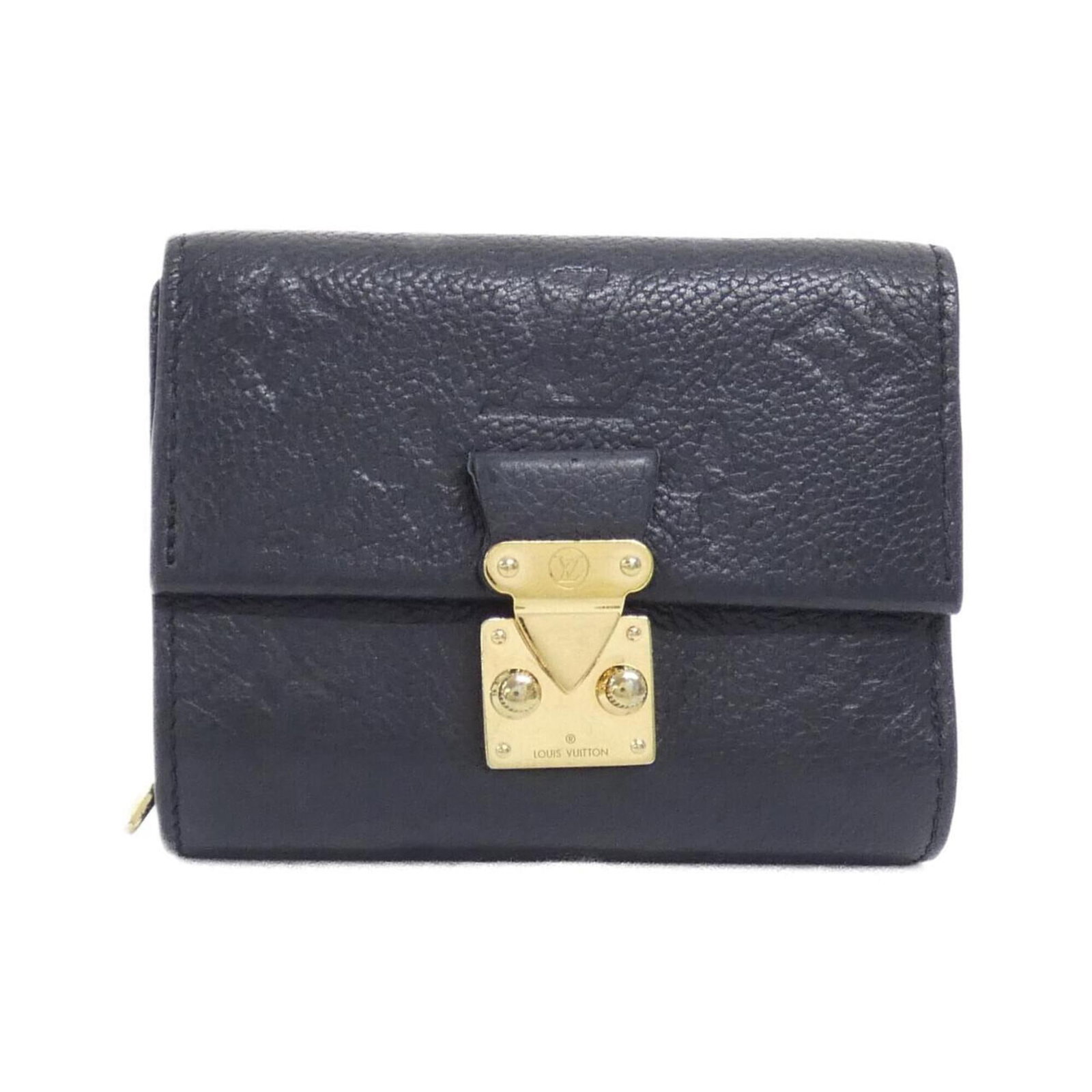 Louis Vuitton Wallet (Tri-Fold) Leather: Louis Vuitton Wallet (Tri-Fold) Leather Tri-fold leather wallet from Louis Vuitton, crafted from high-quality calf leather in sleek black. Measuring 8cm x 11cm x 4cm, it provides a compact and organiz