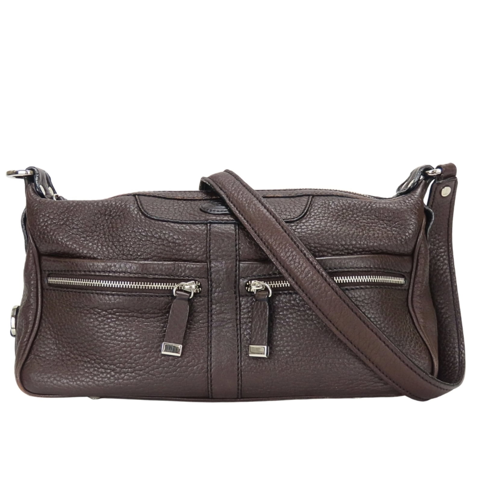 Shoulder Bag Leather Tod's: Shoulder Bag Leather Tod's Dark brown leather shoulder bag from Tod's, featuring a classic design with clean lines and a timeless look. Measuring 14.5cm x 30cm x 10cm, this bag weighs 630g and has a