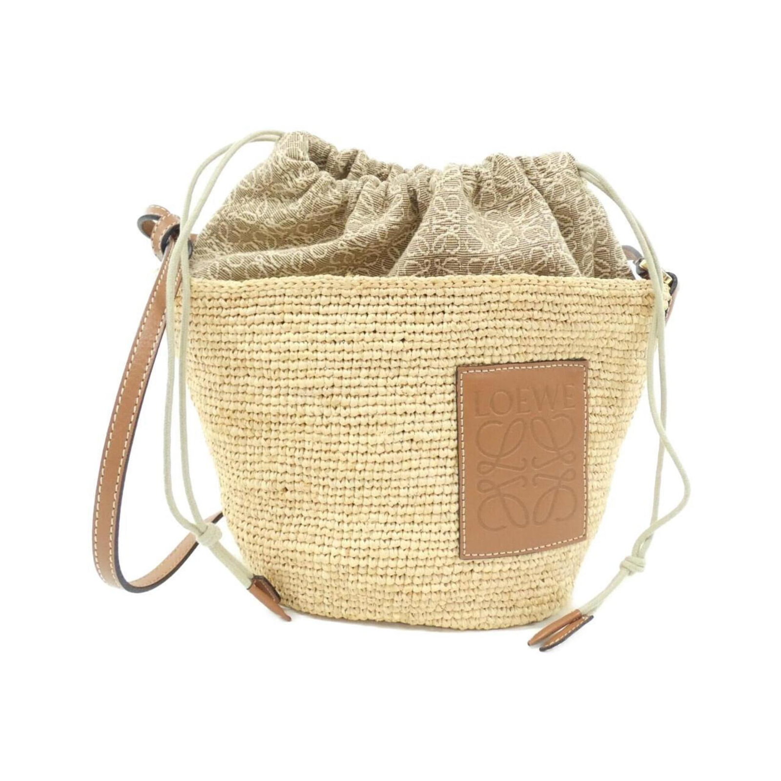 Shoulder Bag Raffia Canvas Loewe