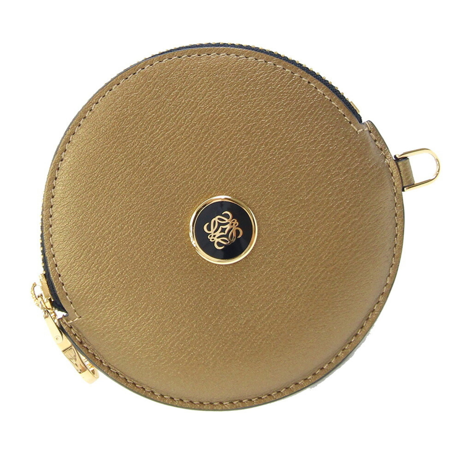 Loewe Coin Purse/ Coin Case Leather: Loewe Coin Purse/ Coin Case Leather This gold Loewe coin purse features a sleek design and premium leather material. With its compact size and classic style, it's a timeless accessory for any occasion