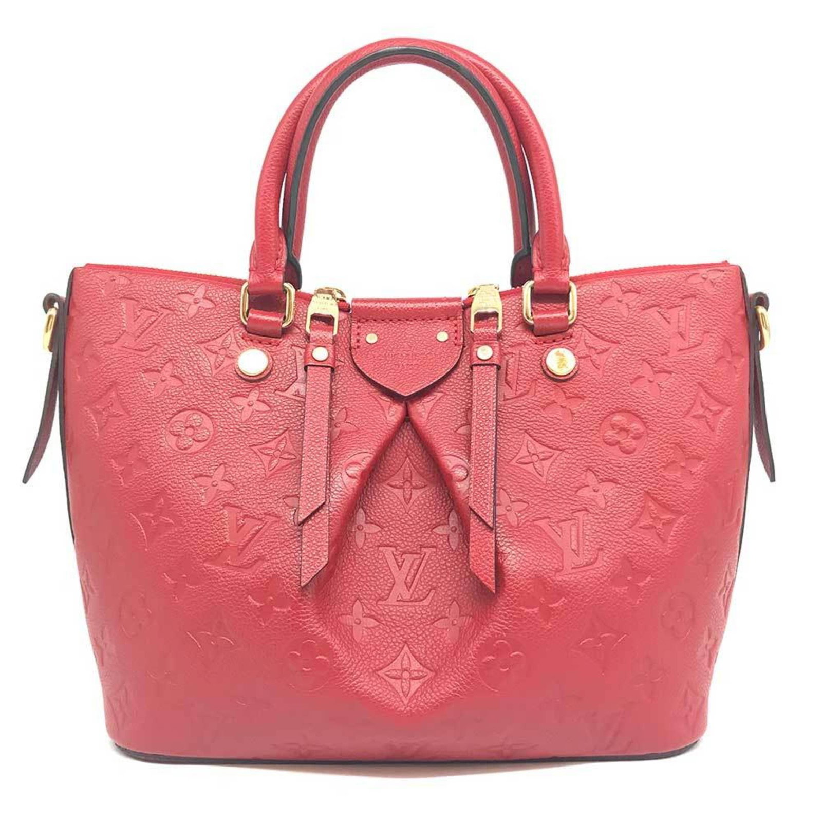 Handbag Louis Vuitton Monogram Empreinte: Handbag Louis Vuitton Monogram Empreinte Red Louis Vuitton Monogram Empreinte handbag comes with box, dust bag, and shoulder strap. The iconic design features the signature Monogram Empreinte pattern