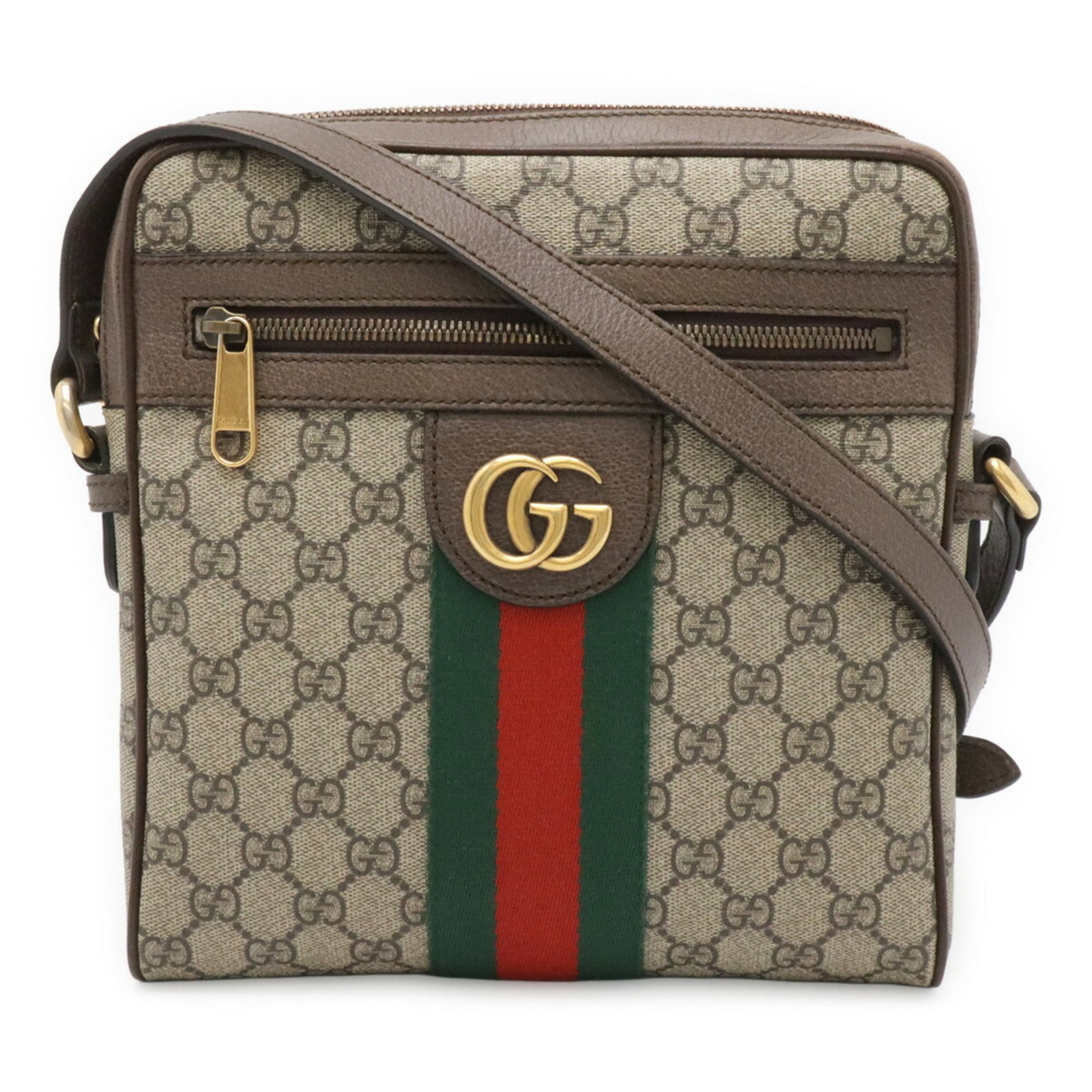 Handbag Supreme Gucci Leather: Handbag Supreme Gucci Leather Gucci's Sherry Line handbag boasts a striking combination of beige, green, and red hues, showcasing the iconic GG Supreme leather. With its sleek 24cm x 23cm x 5cm dimens