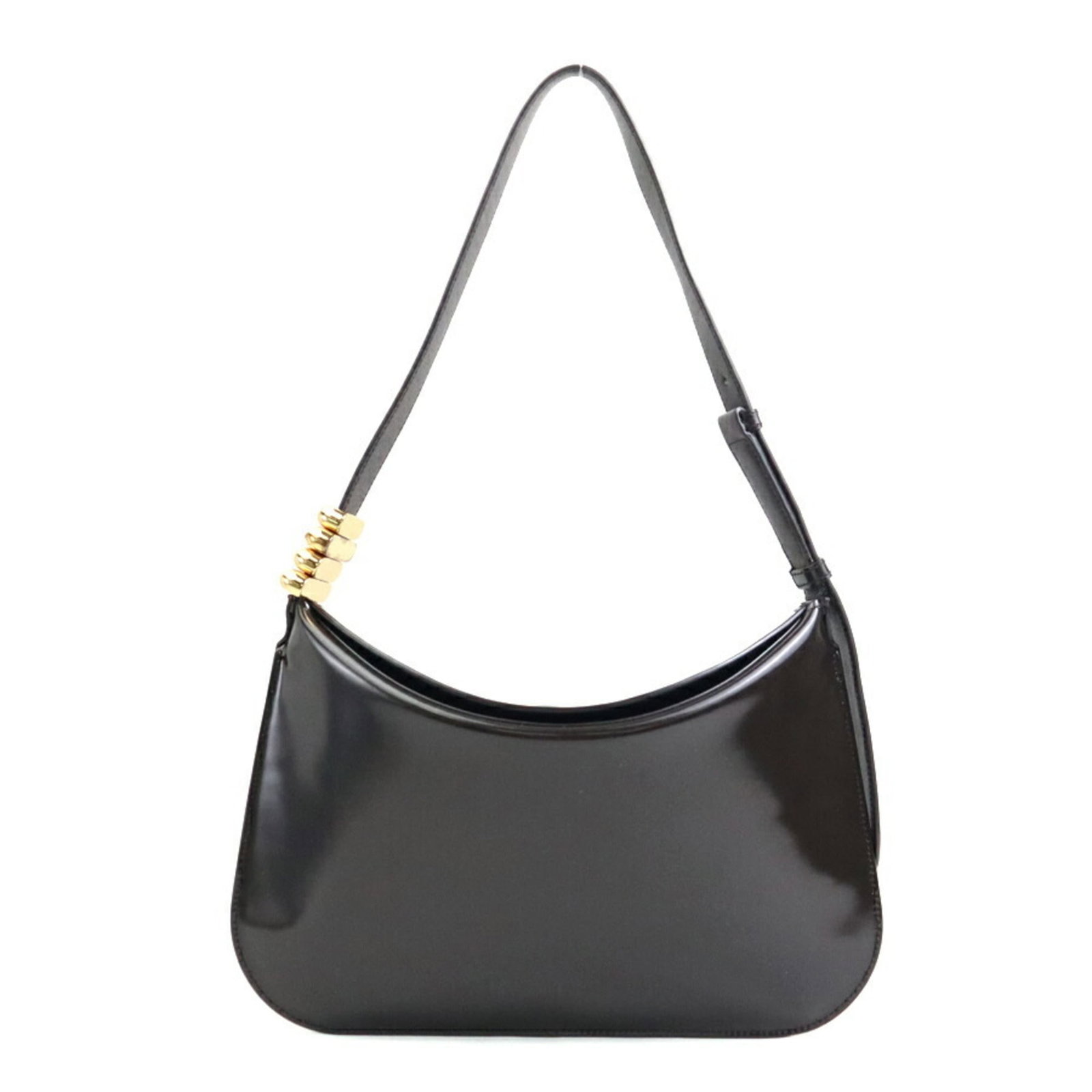 Patent Leather Shoulder Bag Bottega: Patent Leather Shoulder Bag Bottega Patent leather shoulder bag in brown, featuring a classic design with a signature Bottega Veneta touch. This stylish accessory is presented in a dust bag for