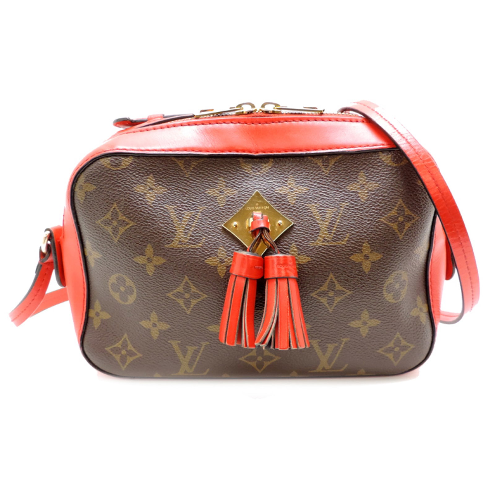 Louis Vuitton Monogram Leather Shoulder Bag: Louis Vuitton Monogram Leather Shoulder Bag Monogram Leather Shoulder Bag. Made from high-quality monogram leather, this shoulder bag features a classic design with a signature red color. Measuring