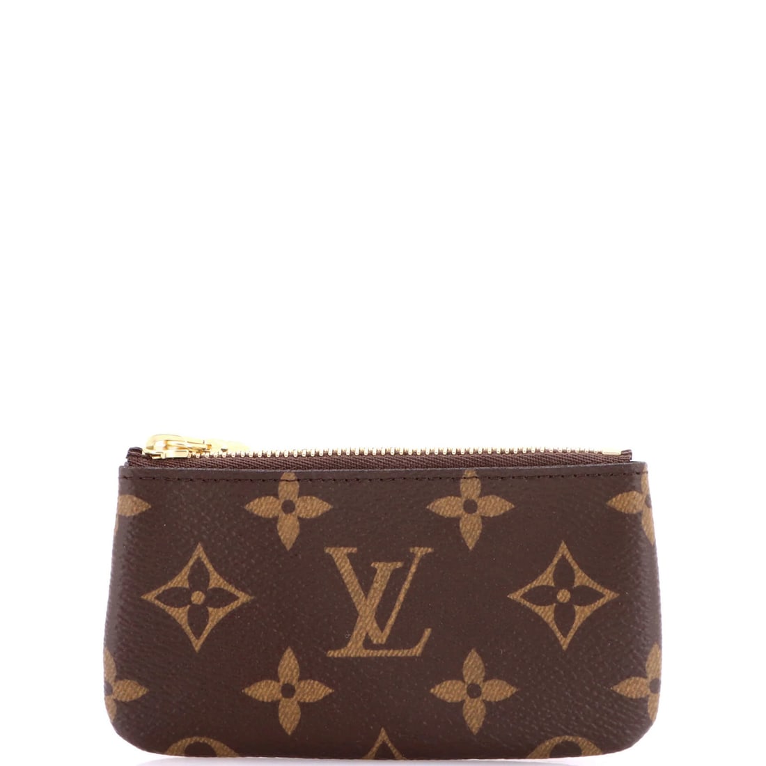 Vuitton Key Pouch Monogram Canvas Louis: Vuitton Key Pouch Monogram Canvas Louis Brown canvas coated monogram canvas Louis Vuitton key pouch with gold hardware, featuring a signature and minor scuffs and creasing on the exterior, and a