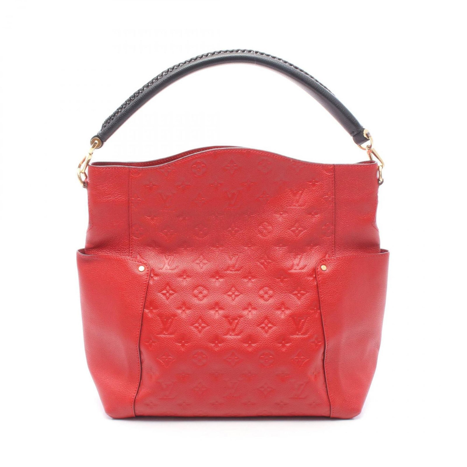 Monogram Empreinte Handbag Shoulder Louis Vuitton: Monogram Empreinte Handbag Shoulder Louis Vuitton Monogram Empreinte Handbag Shoulder in Black and Red. This Louis Vuitton shoulder bag features the iconic Monogram Empreinte pattern in black and
