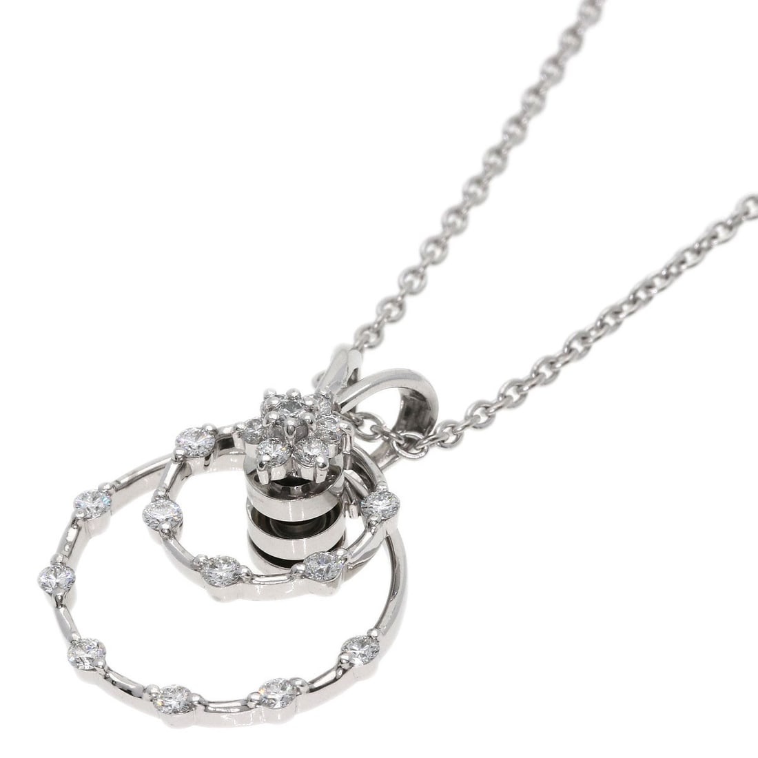 Diamond Necklace White Gold K18 Waltham: Diamond Necklace White Gold K18 Waltham K18 White Gold Waltham Diamond Necklace boasts a striking 0.46ct diamond, set in a sleek silver metal necklace featuring the renowned Waltham brand. The
