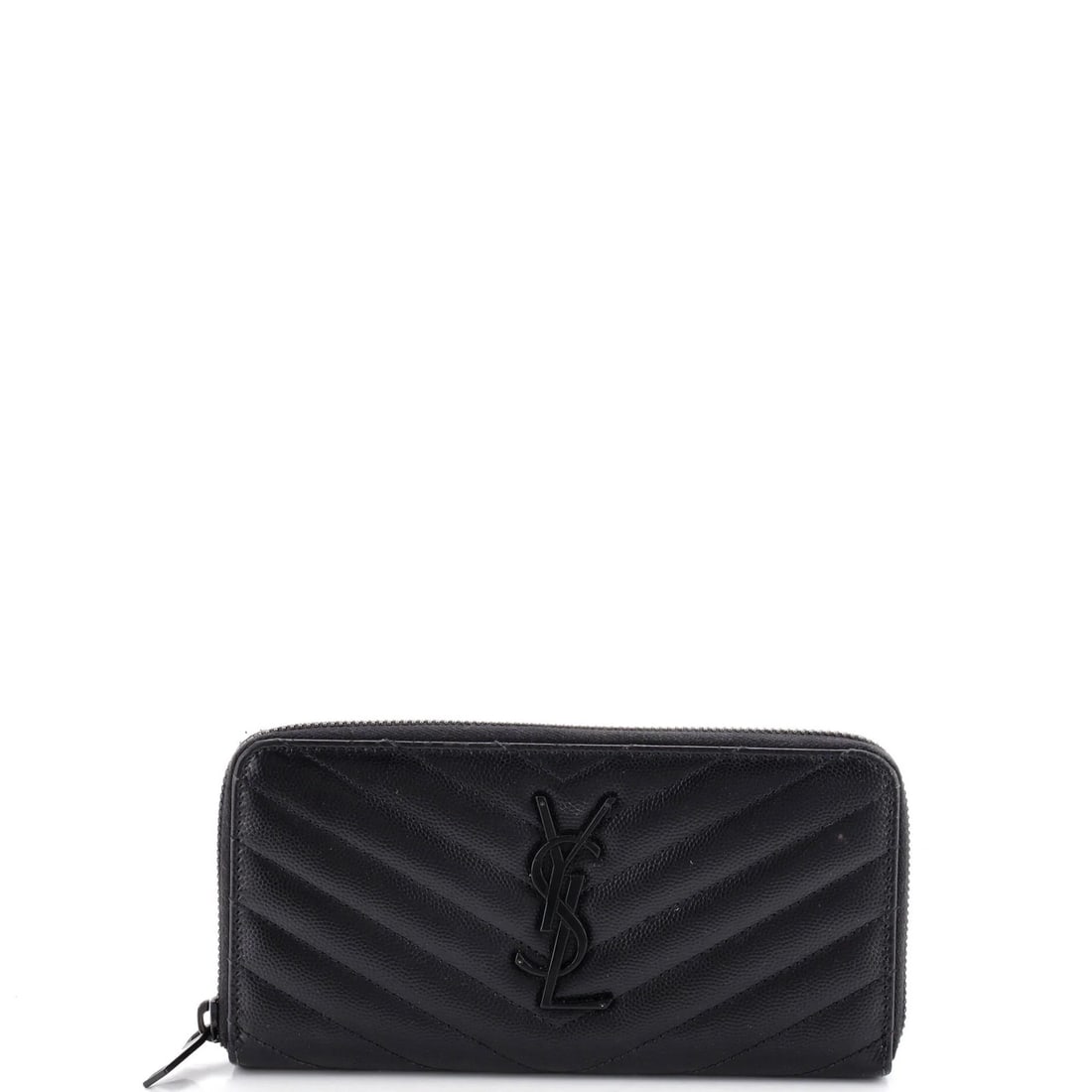 Saint Laurent Classic Monogram Zip Matelasse Leather Chevron Around Wallet: Saint Laurent Classic Monogram Zip Matelasse Leather Chevron Around Wallet Classic Monogram Zip Matelasse Leather Chevron Around Wallet in black leather features a timeless design with a zip closure