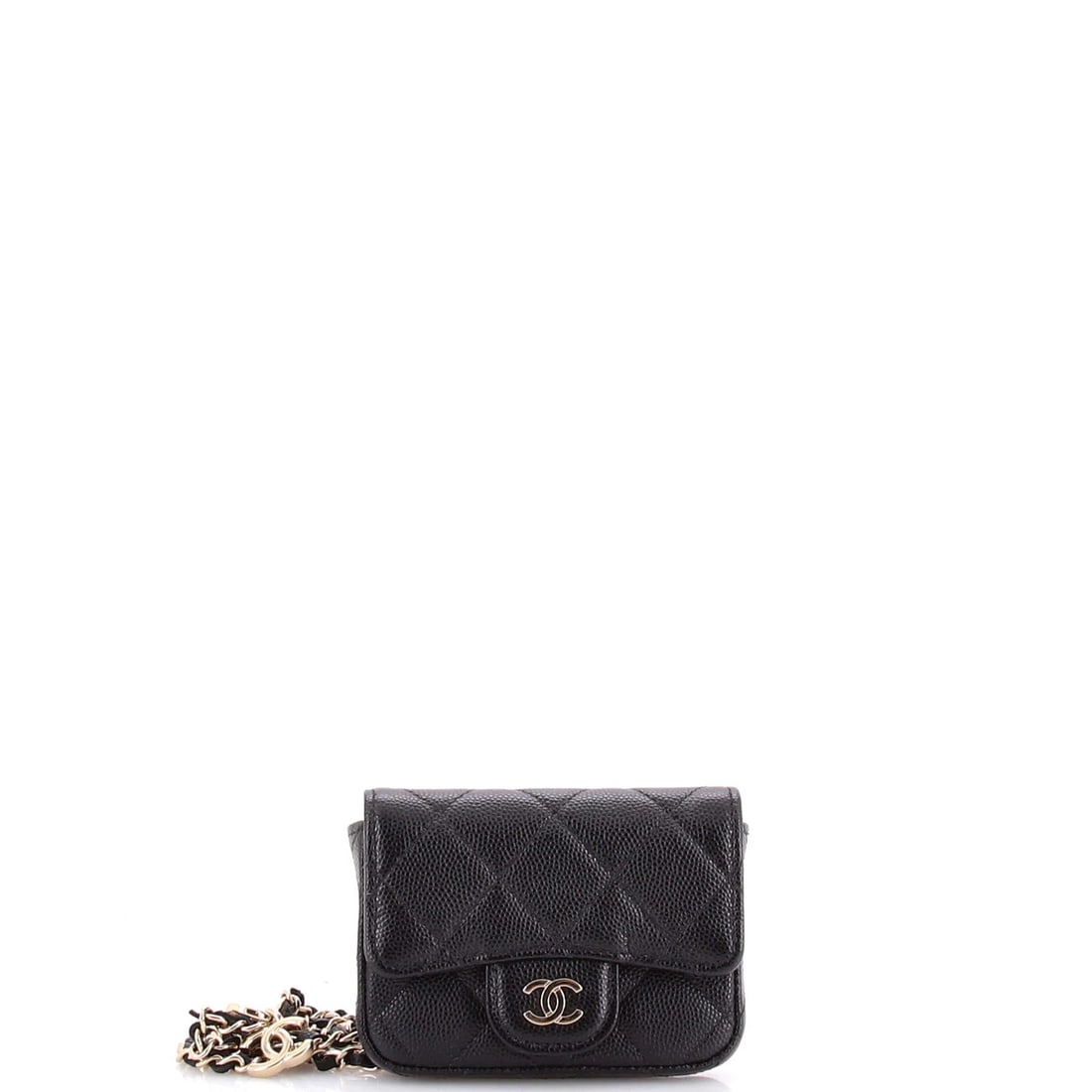 Chain Caviar Flap Quilted Classic Mini Bag Belt Chanel: Chain Caviar Flap Quilted Classic Mini Bag Belt Chanel Chain Caviar Flap Quilted Classic Mini Bag Belt Chanel - A sleek and sophisticated mini bag belt in black leather, adorned with quilted caviar de