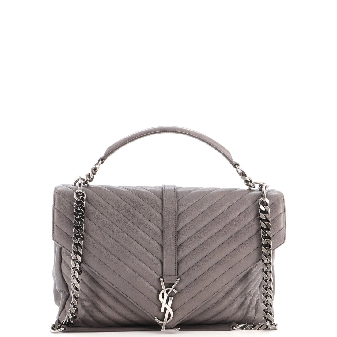 Monogram College Bag Leather Chevron Medium Matelasse Saint Laurent Classic: Monogram College Bag Leather Chevron Medium Matelasse Saint Laurent Classic This Saint Laurent Classic Monogram College Bag features a timeless design with a medium size, perfect for everyday use.