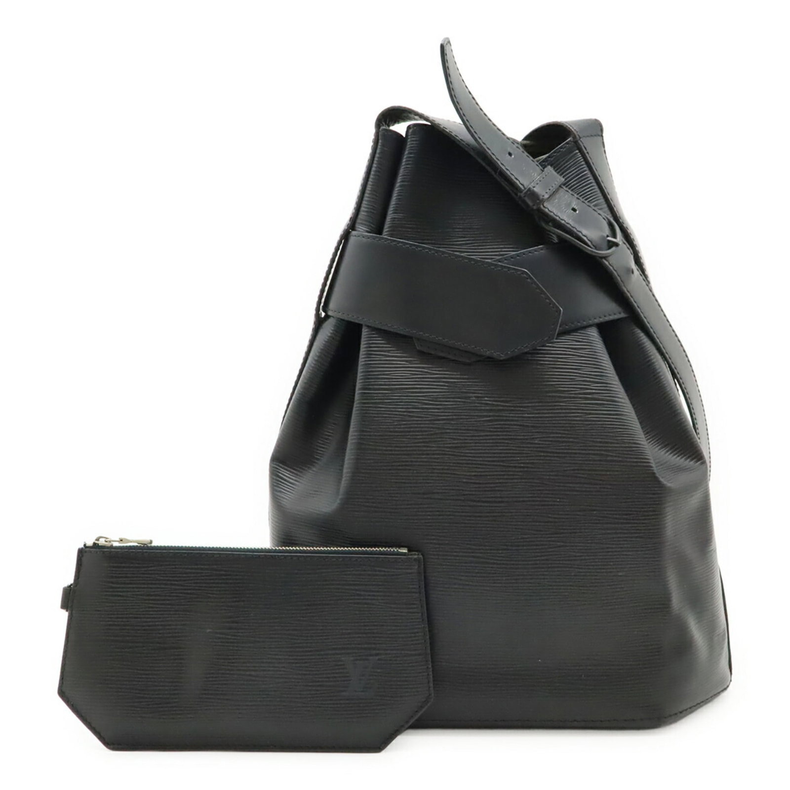 Epi Leather Shoulder Pouch Bag Louis Vuitton: Epi Leather Shoulder Pouch Bag Louis Vuitton Epi leather bag with classic design, featuring a Noir color and signature. Made from high-quality Epi leather, this shoulder pouch bag has a timeless look