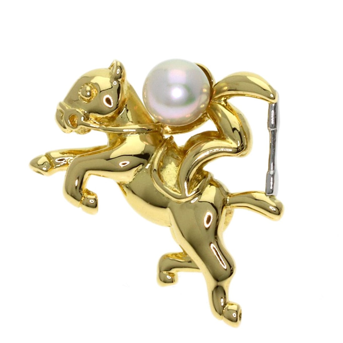 Mikimoto Horse Motif Pearl Pin Brooch K18 Yellow Gold Pt950: Mikimoto Horse Motif Pearl Pin Brooch K18 Yellow Gold Pt950 K18 Yellow Gold Mikimoto Horse Motif Pearl Pin Brooch is set in a luxurious K18 Yellow Gold Pt950 setting, featuring a striking horse motif 