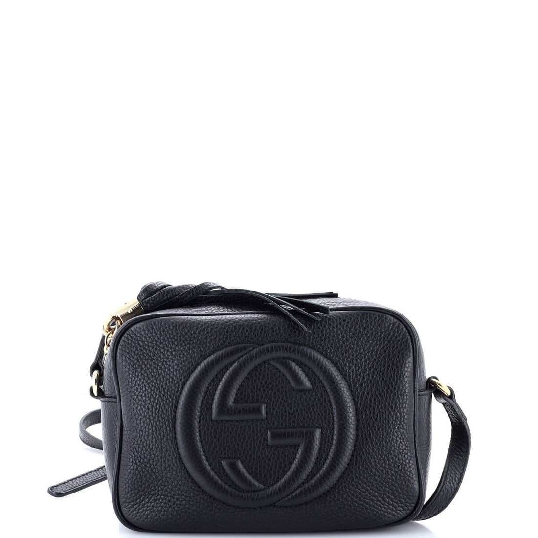 Small Leather Crossbody Disco Soho Gucci Bag: Small Leather Crossbody Disco Soho Gucci Bag Small Leather Crossbody Disco Soho Gucci Bag in Black with Gold Hardware. This stylish crossbody bag features a sleek black leather exterior with minor
