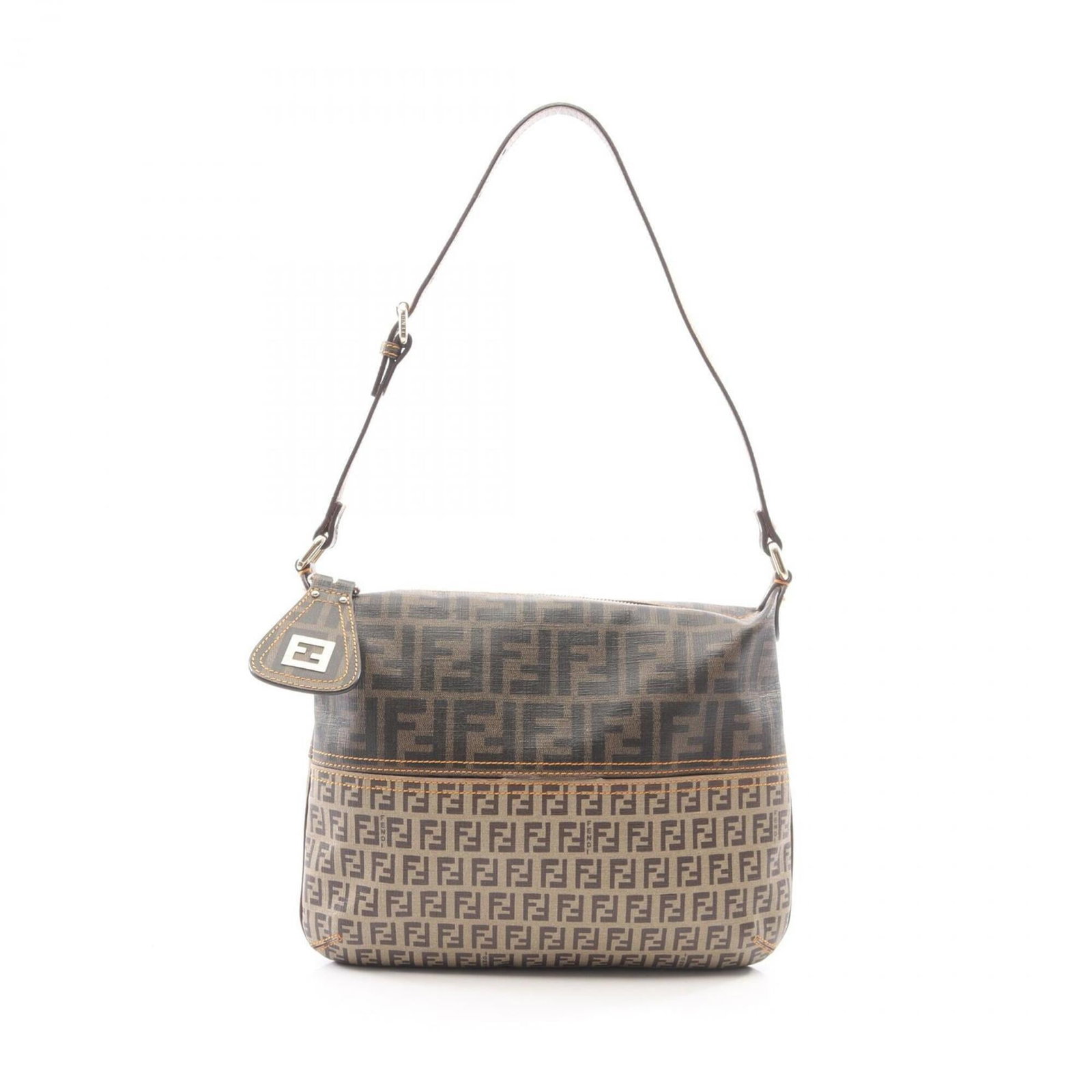 Canvas Leather Fendi Handbag Bag Shoulder: Canvas Leather Fendi Handbag Bag Shoulder Canvas and leather come together in this Fendi shoulder bag, available in beige, black, and brown colors. The bag's canvas and leather construction provides