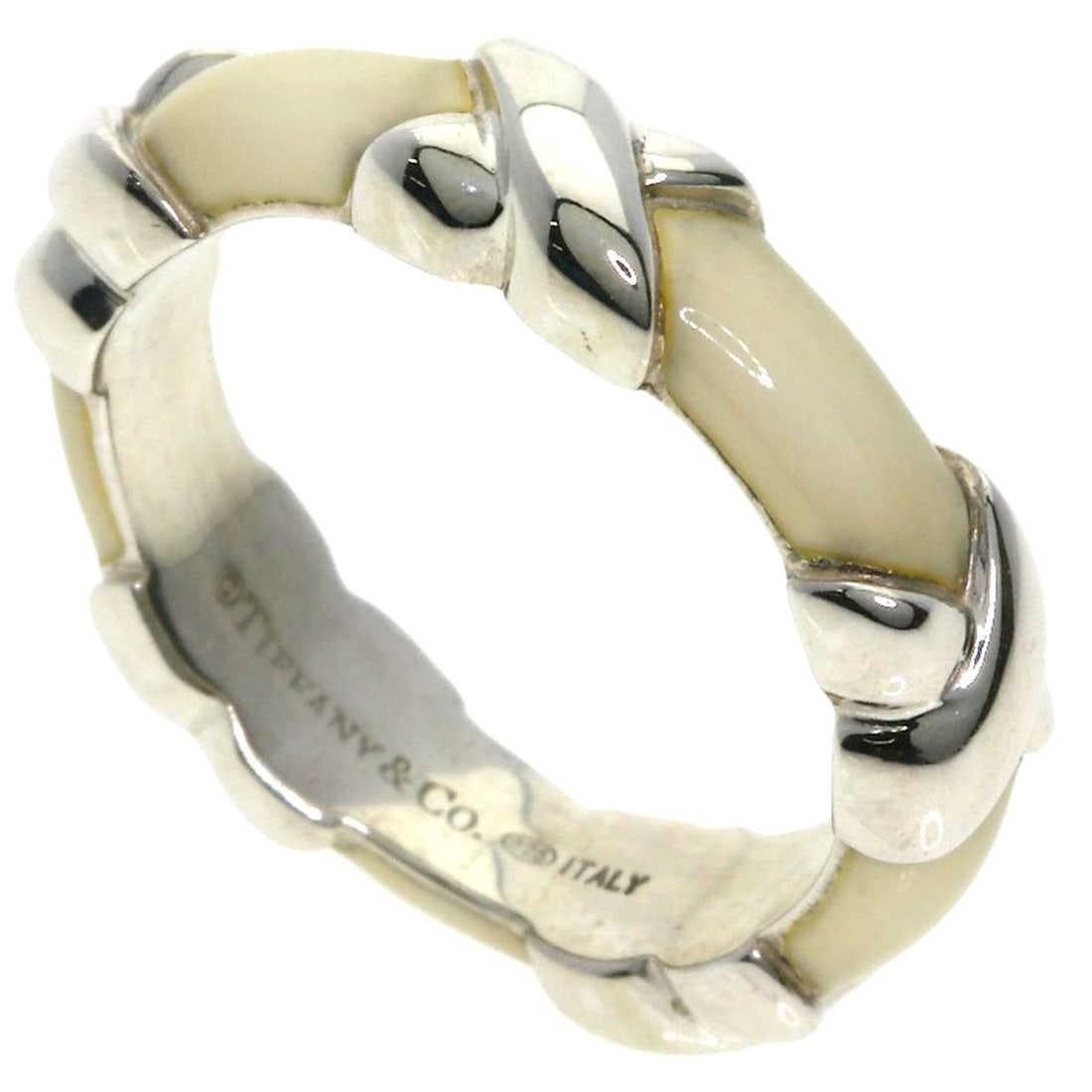 Tiffany Co Enamel Ring Silver