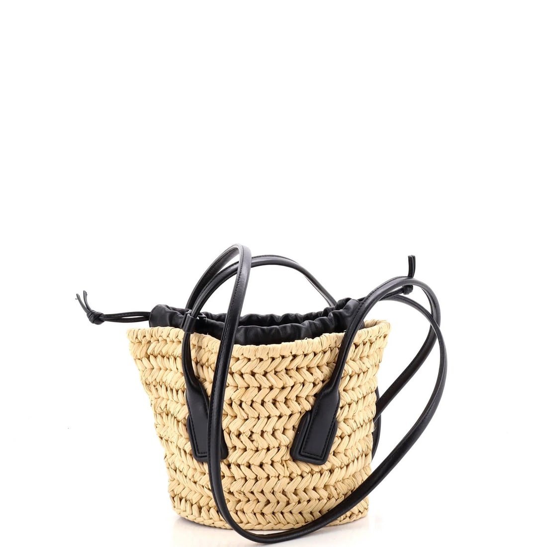 Small Raffia Leather Basket Arco with Bottega Veneta: Small Raffia Leather Basket Arco with Bottega Veneta Small Bottega Veneta Arco Basket Bag with Raffia Leather and Gold Hardware. This black small shoulder bag features a unique raffia leather