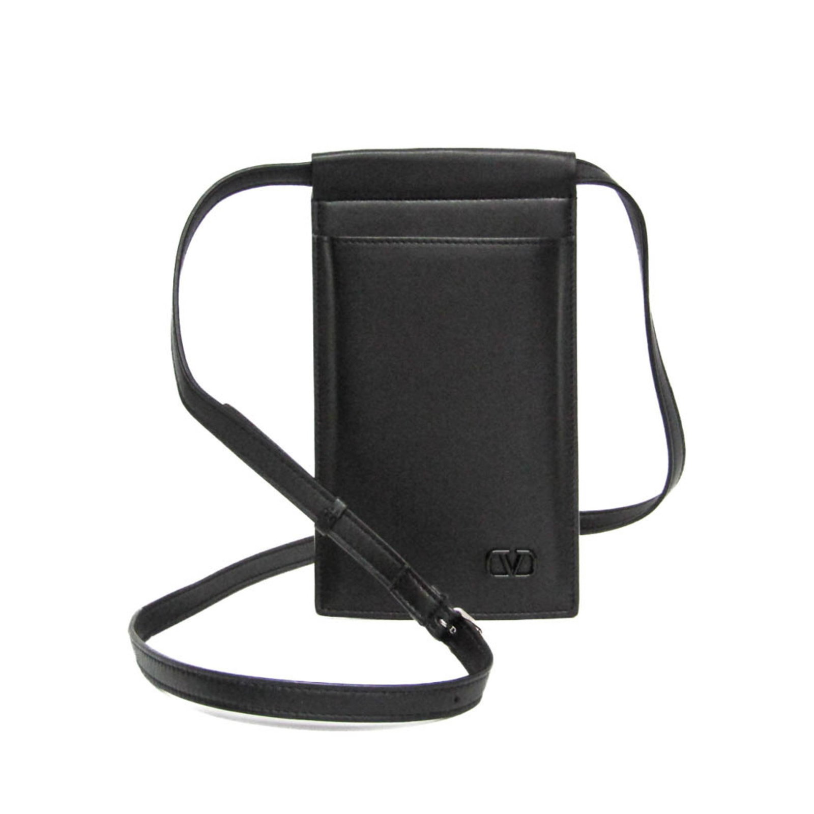 Leather Pouch Bag Shoulder Valentino Garavani: Leather Pouch Bag Shoulder Valentino Garavani Black leather pouch bag with gold accents, featuring a card slot in the outer pocket, and adjustable strap length from 41.33'' to 46.06''. Made from