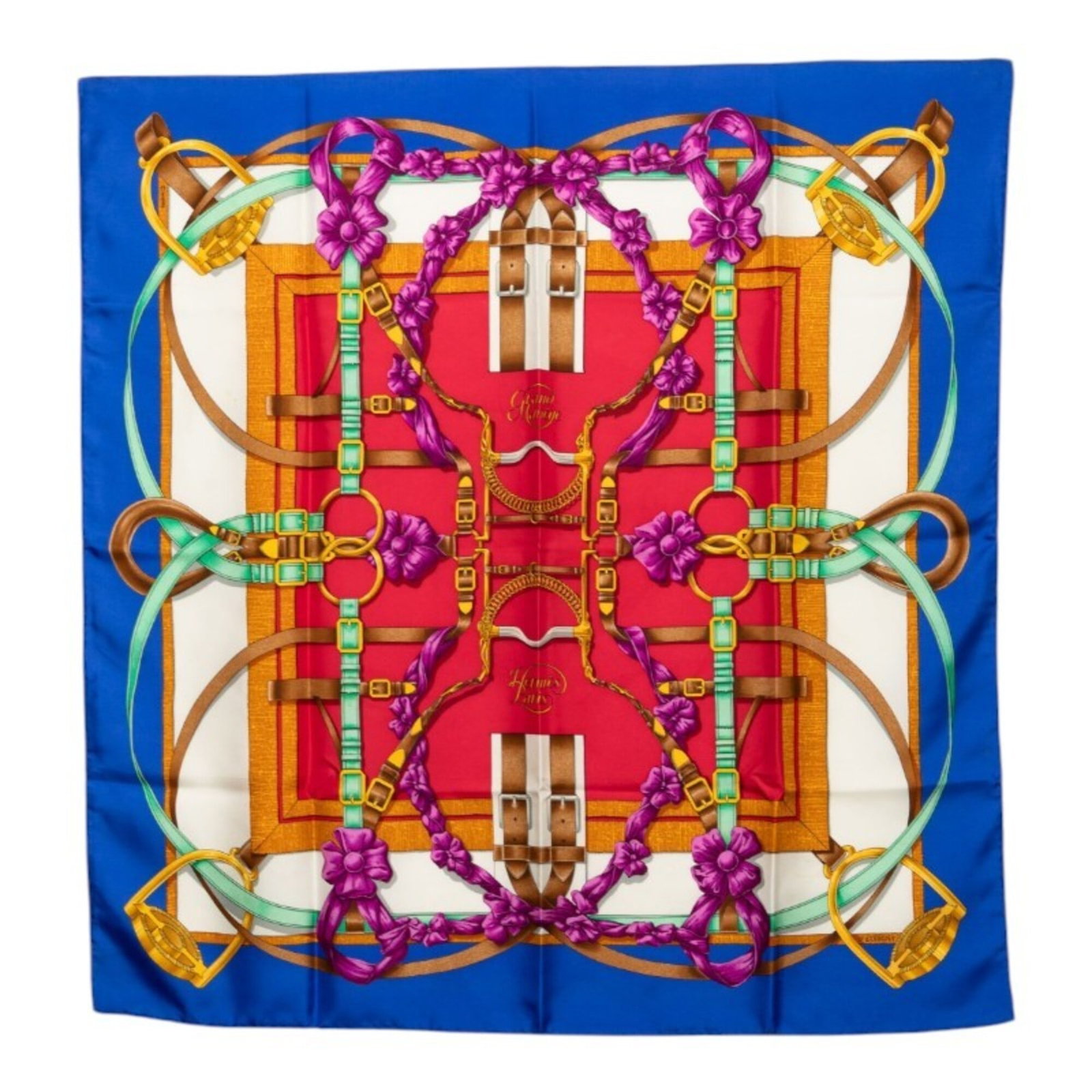 Silk Hermes Scarf: Silk Hermes Scarf Item Specifics: Brand: Hermes Type: Scarf Gender: Women Color: Blue, Red color, White Material: Silk Size (LxW): 89cm x 88cm / 35.03'' x 34.64'' Product Disclaimer: Minor wear from