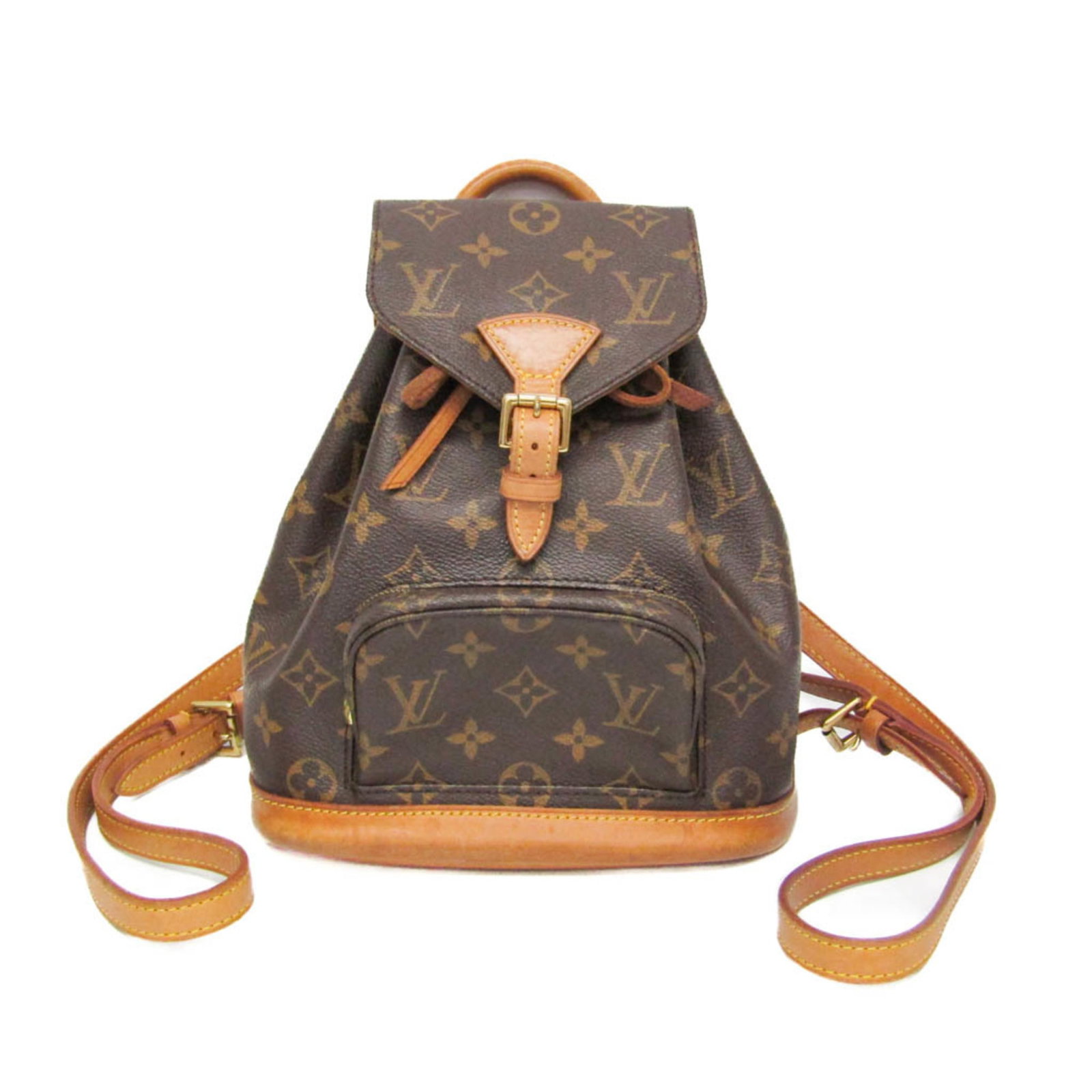 Vuitton Louis Monogram Backpack: Vuitton Louis Monogram Backpack The Louis Vuitton Mini Monsuri M51137 Backpack boasts a timeless design with its iconic Monogram pattern in rich brown hues. This stylish accessory features a