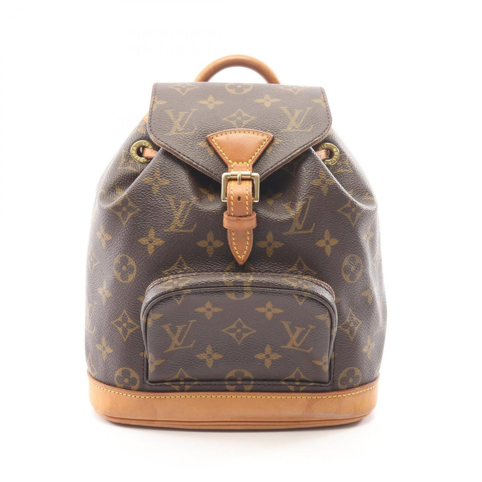 Leather Monogram Handbag Backpack Louis Vuitton: Leather Monogram Handbag Backpack Louis Vuitton Monogrammed leather backpack from Louis Vuitton, featuring the iconic monogram pattern in brown. This stylish and practical bag measures 23cm x 20cm x