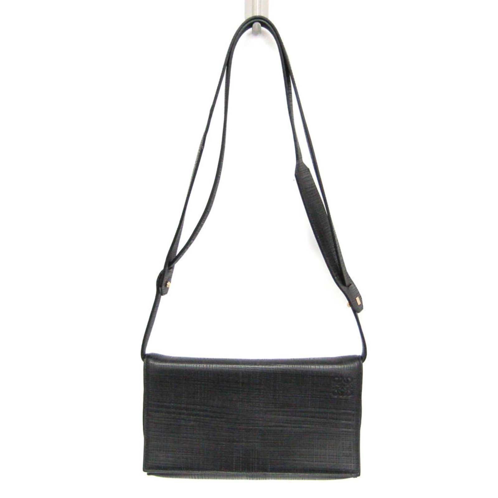 Shoulder Bag Leather: Shoulder Bag Leather Black leather shoulder bag from Loewe, Spain, with dimensions 12cm x 22cm x 6cm. Made from high-quality leather, this bag weighs 300g. The bag bears a serial number, 101511. Item