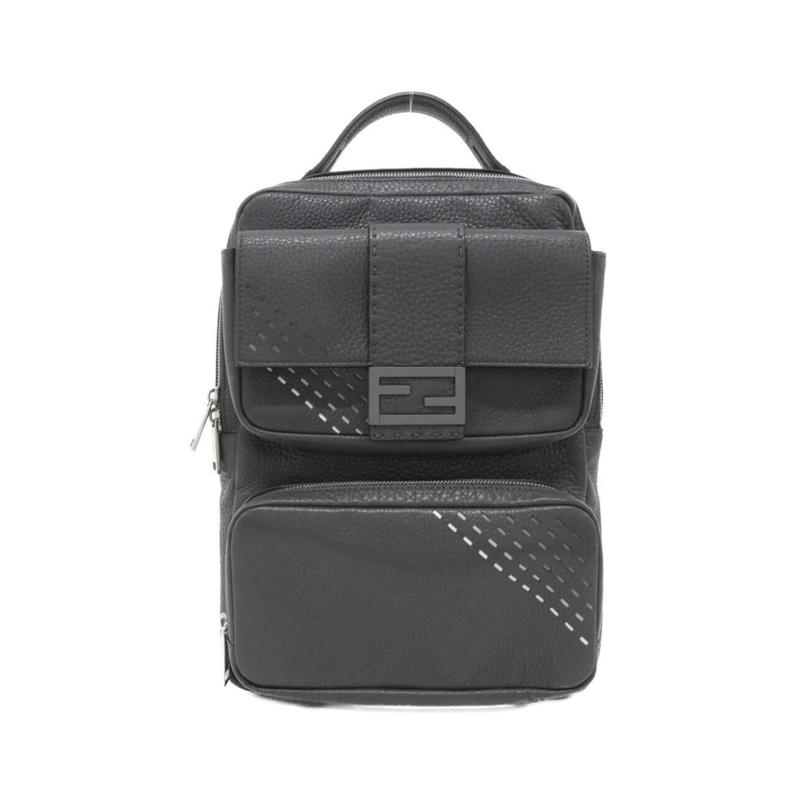 Fendi Backpack Leather: Fendi Backpack Leather Leather backpack from Fendi's Selleria line, featuring silver hardware and a sleek design. Made from high-quality leather, this backpack measures 36cm x 23cm x 6cm and weighs