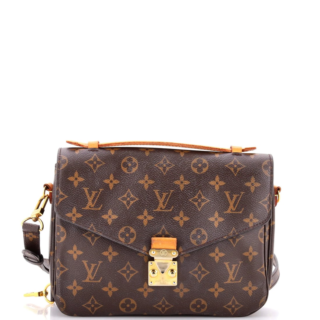 Canvas Monogram Pochette Louis Vuitton: Canvas Monogram Pochette Louis Vuitton Canvas Monogram Pochette Louis Vuitton in Brown with Gold Hardware and Brown Microfiber Interior. This classic messenger bag features a timeless design with a