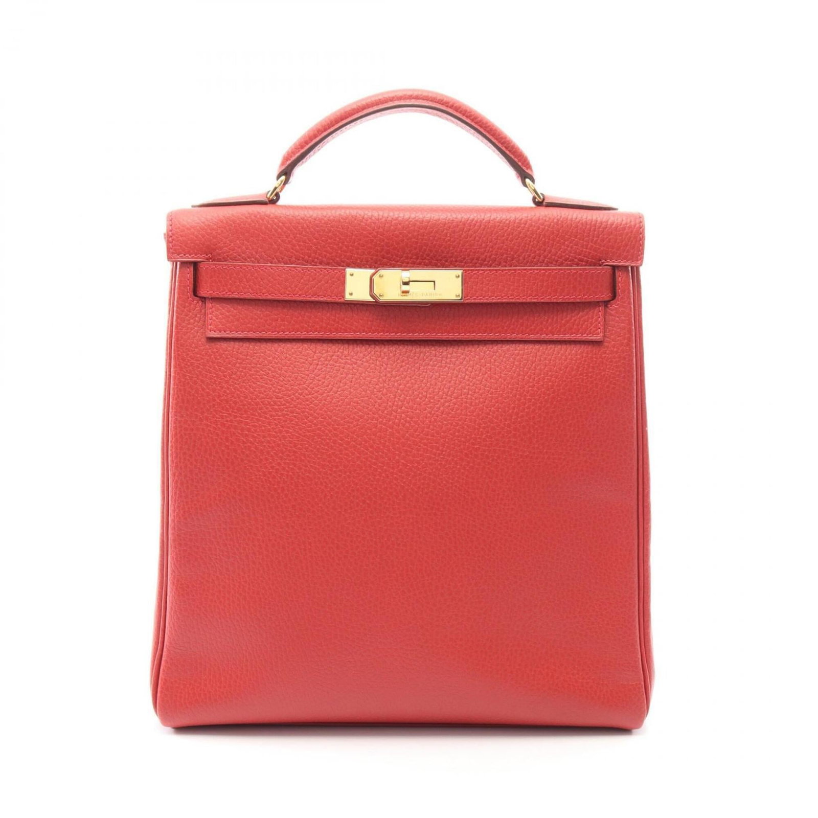 Ardennes leather Hermes Backpack: Ardennes leather Hermes Backpack Ardennes leather backpack from the renowned French fashion house Hermes, characterized by its vibrant red color and premium Ardennes leather material. Measuring 28cm