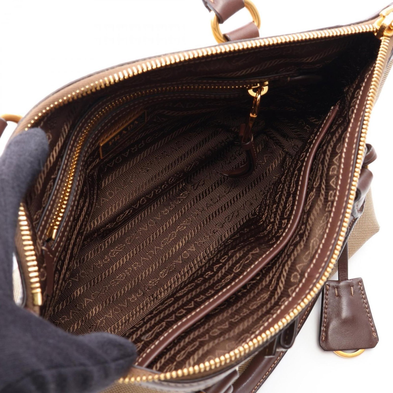 Canvas Leather Handbag Prada - 3