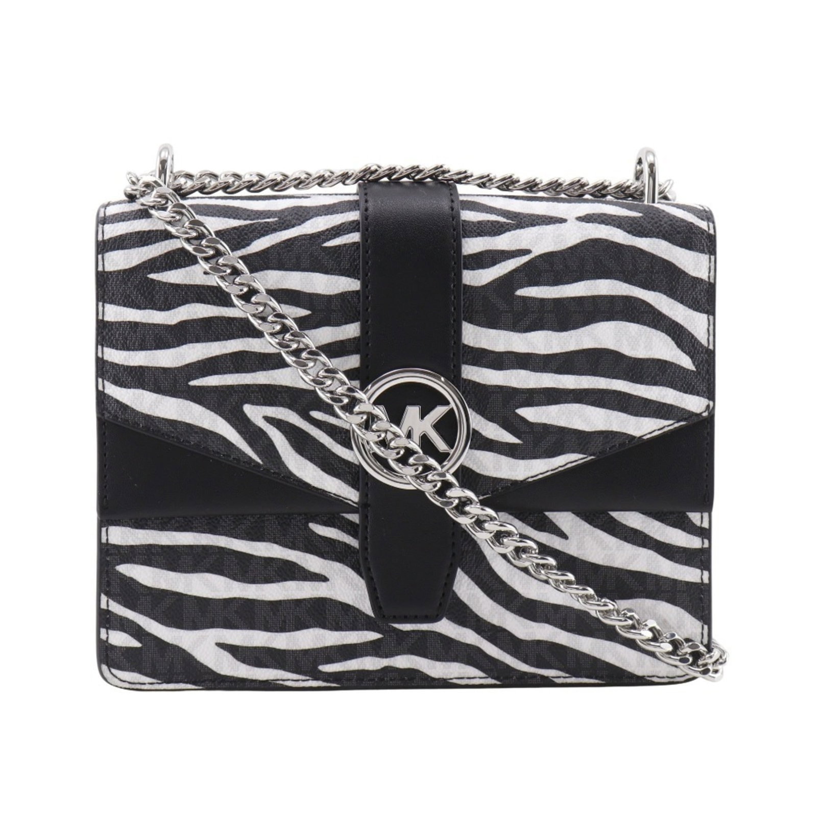 Kors Michael Pvc Shoulder Bag: Kors Michael Pvc Shoulder Bag The Michael Kors PVC shoulder bag is a sleek and modern accessory, featuring a black and white PVC material and a compact size of 16cm x 20.5cm x 6.5cm. This stylish bag