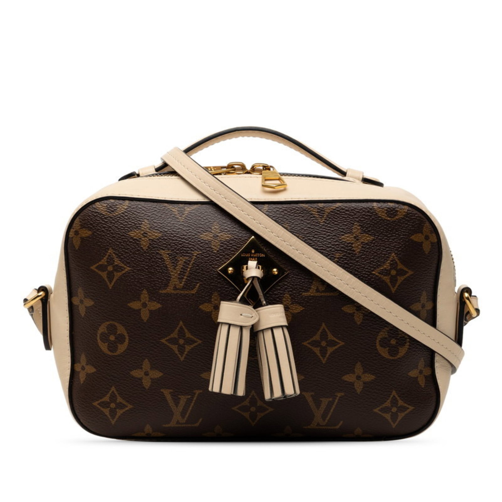 Handbag Leather Shoulder Bag Vuitton Louis: Handbag Leather Shoulder Bag Vuitton Louis Beige, Brown Leather Shoulder Bag with Classic Louis Vuitton Design. This iconic shoulder bag features a timeless design with a 14cm x 21cm x 7cm size, perfe