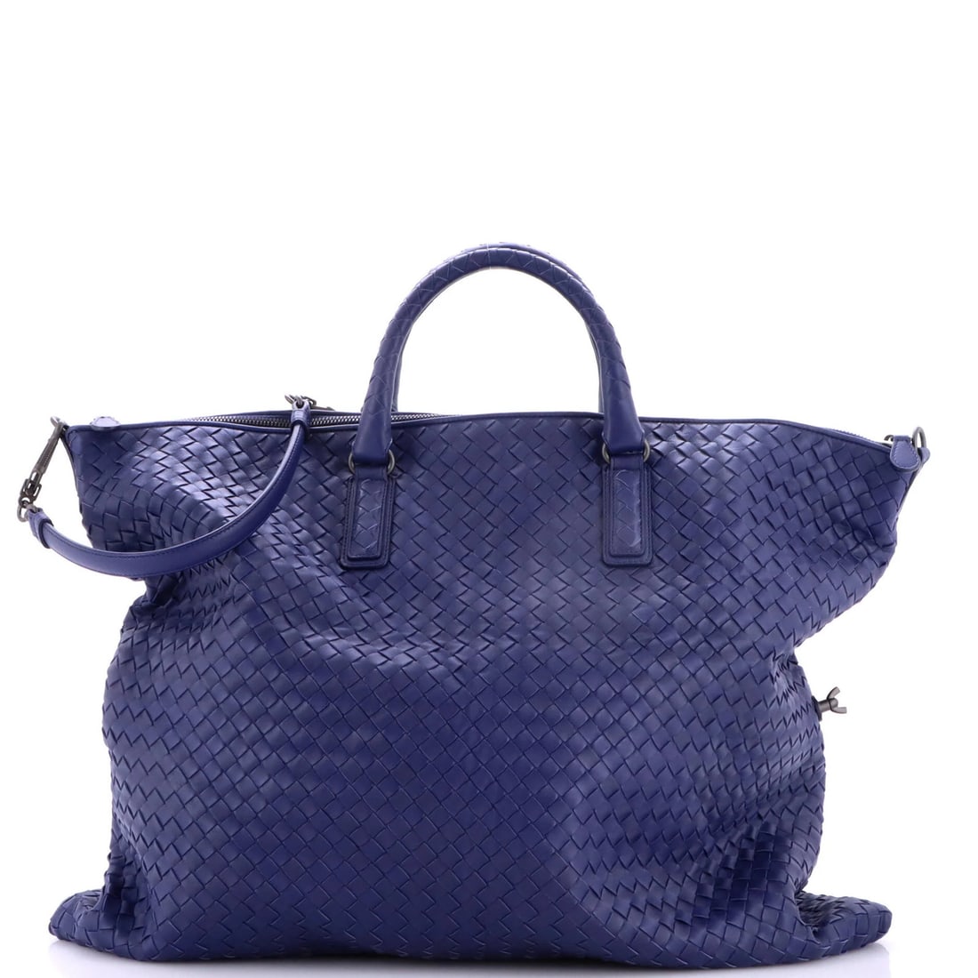 Bottega Veneta Convertible Satchel Intrecciato Nappa Maxi: Bottega Veneta Convertible Satchel Intrecciato Nappa Maxi Navy Blue Convertible Satchel with Intrecciato Nappa Maxi Leather. This Bottega Veneta Maxi Satchel boasts a classic convertible design,