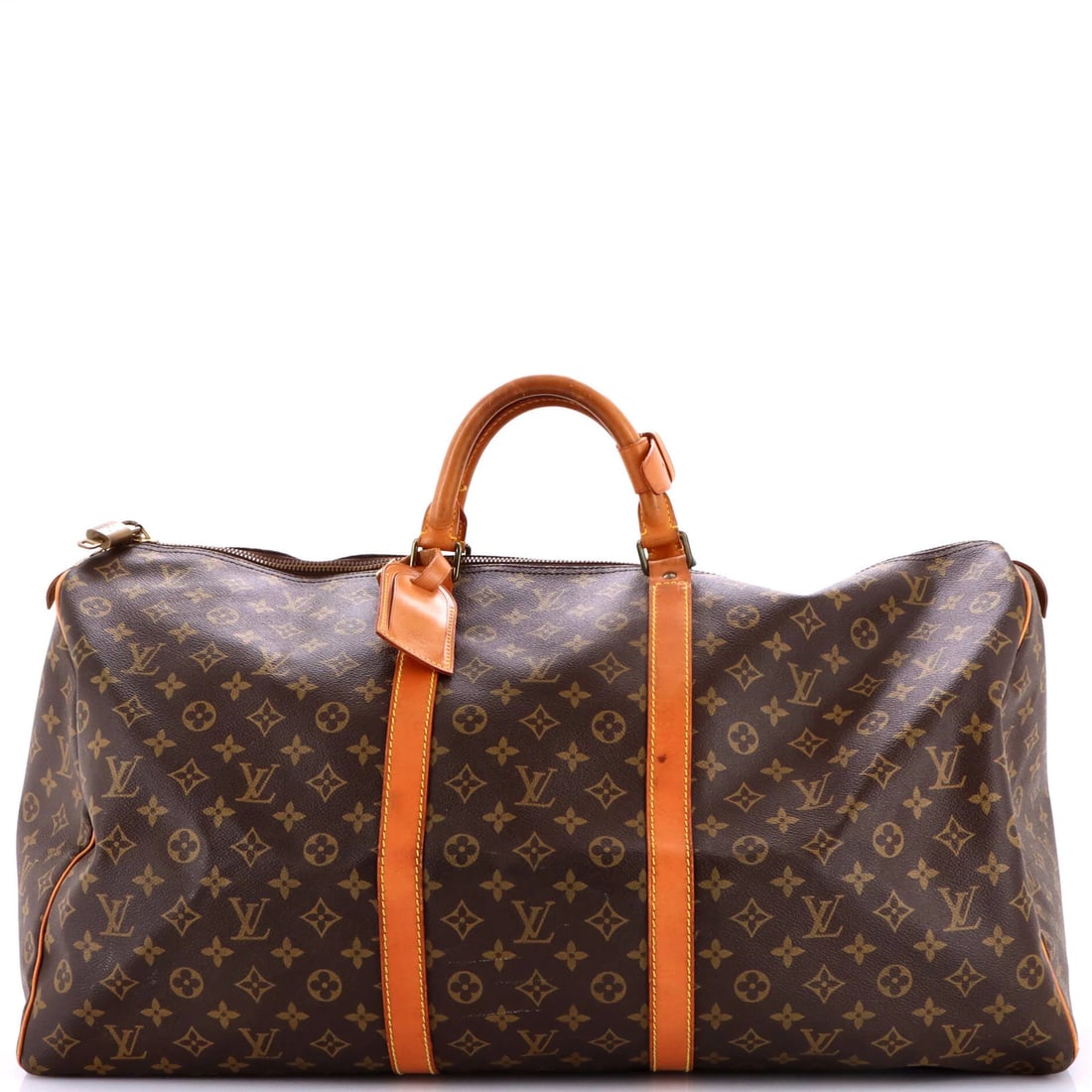 Vuitton Canvas Keepall Monogram Louis 60: Vuitton Canvas Keepall Monogram Louis 60 Brown Louis Vuitton Canvas Keepall Monogram 60 Duffle Bag with Poignet Lock and Keys, featuring the iconic monogram pattern and a classic design. This stylish