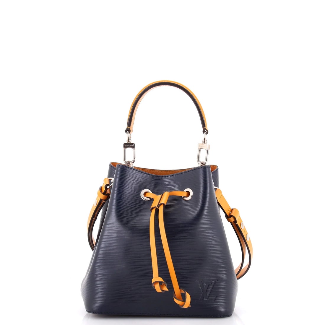 Louis Vuitton NeoNoe Handbag Epi Leather BB: Louis Vuitton NeoNoe Handbag Epi Leather BB The Louis Vuitton NeoNoe Handbag Epi Leather BB boasts a striking blue exterior with a rich Epi leather finish. This stylish bucket bag features a touch-up