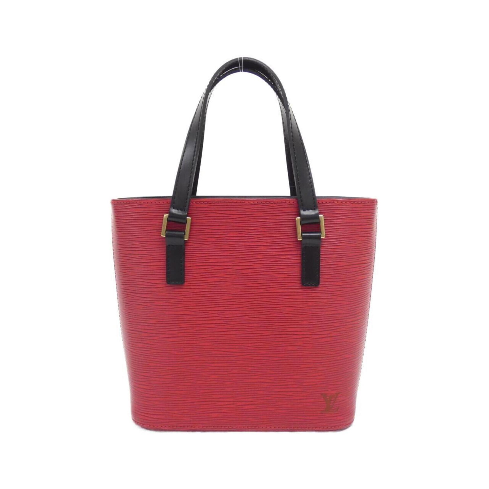Handbag Leather Louis Vuitton: Handbag Leather Louis Vuitton Black and Red Louis Vuitton Leather Handbag. This black and red leather handbag is made from high-quality leather and features a classic design. Measuring 20cm x 20cm x
