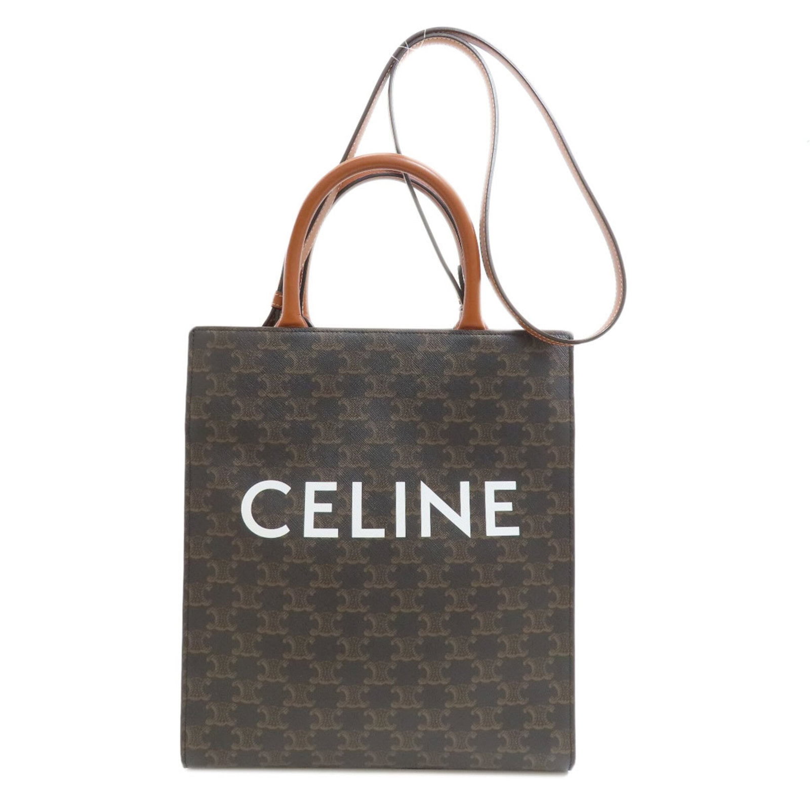 Celine Tote PVC: Celine Tote PVC Brown Celine PVC Tote Bag with 29cm Handle and Adjustable Strap Length. Made from PVC material, this 33cm x 28cm x 8cm tote bag features a classic design with a 102cm - 108cm adjustabl