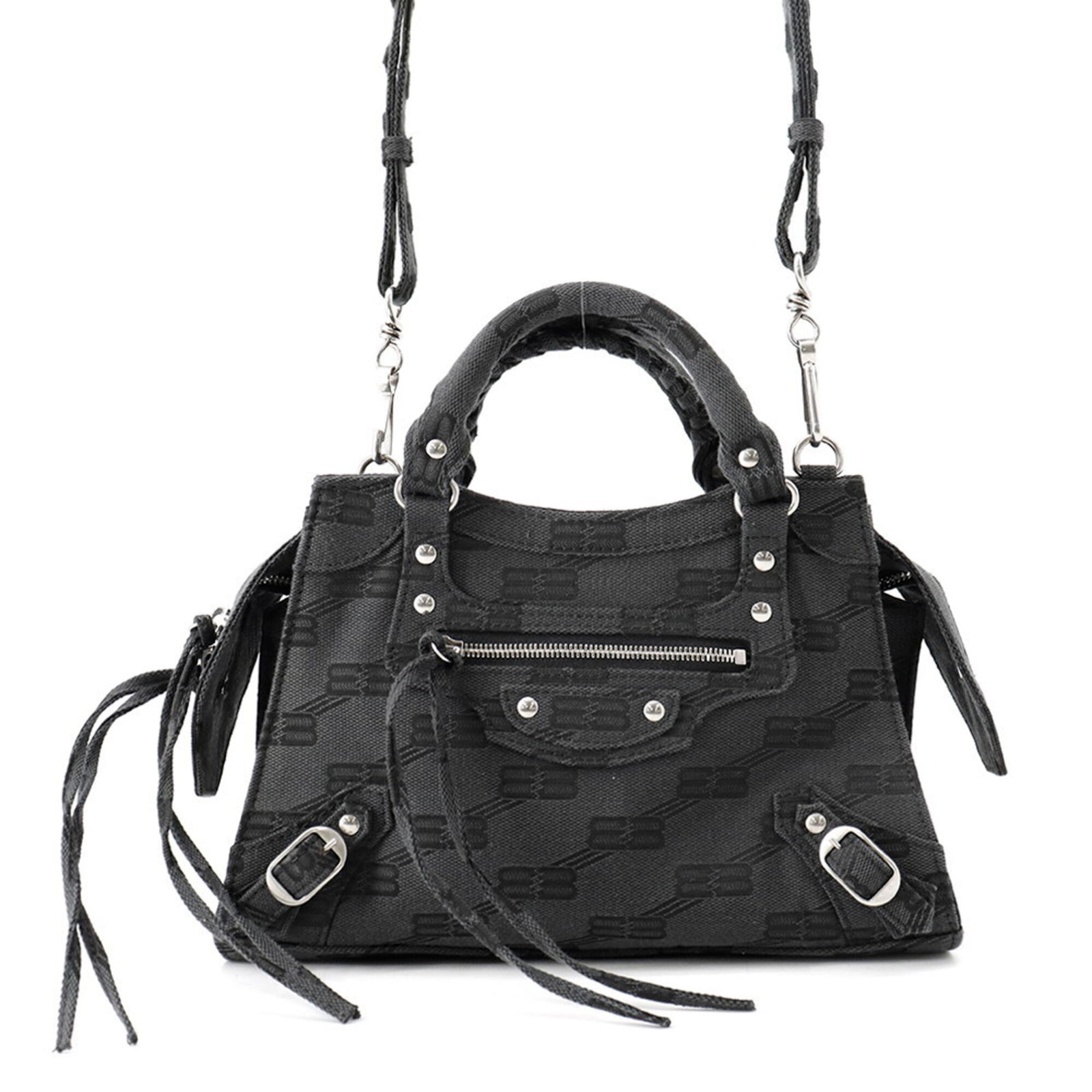 Shoulder Bag Canvas Handbag Balenciaga: Shoulder Bag Canvas Handbag Balenciaga Canvas handbag with a classic design from Balenciaga, featuring a gray color and a sturdy canvas material. The bag measures 16.5cm x 26cm x 10.5cm and has a