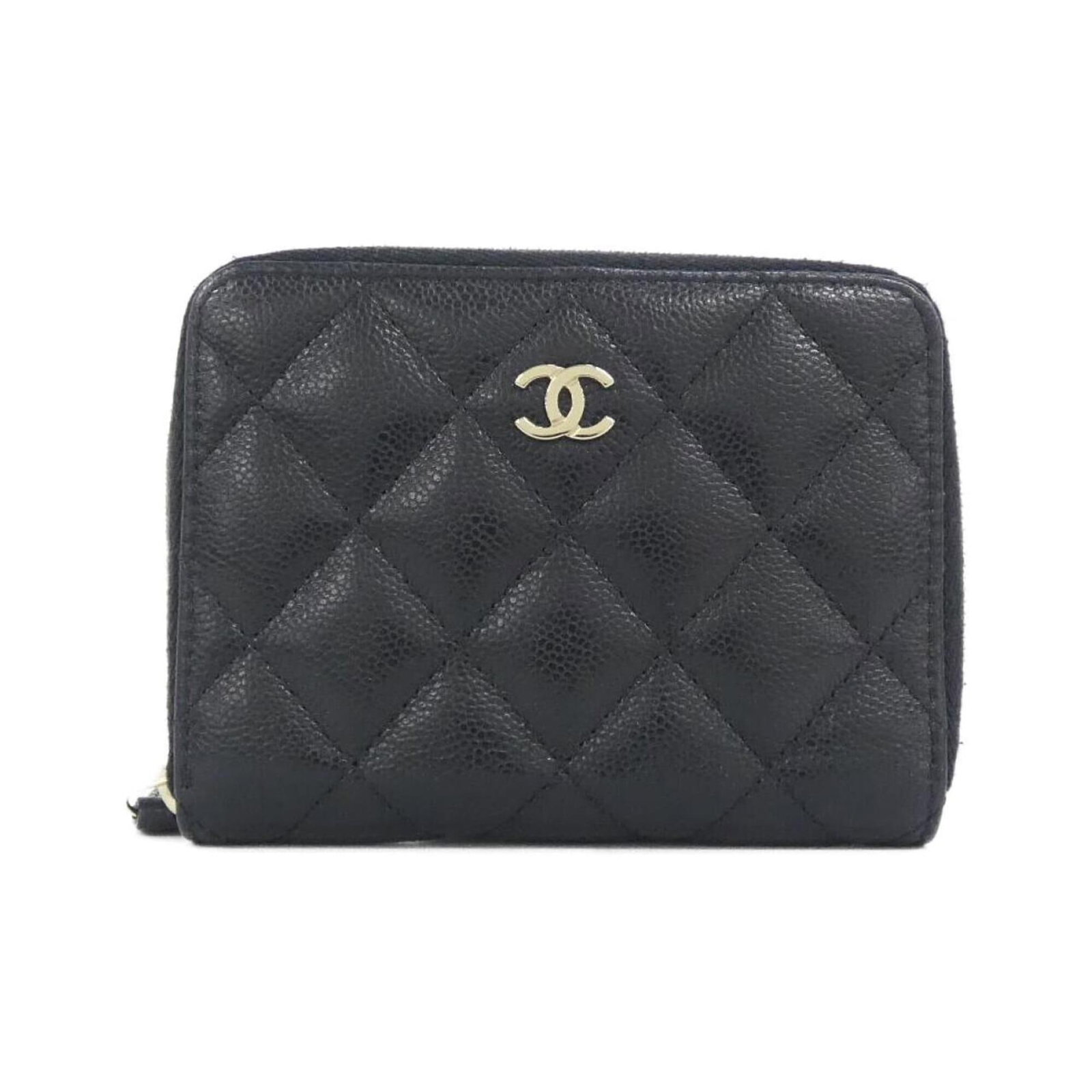 Calfskin Wallet Bi Fold Grained Chanel: Calfskin Wallet Bi Fold Grained Chanel Calfskin wallet with a classic bi-fold design, this Chanel piece features a sleek black finish and a durable, grained material that adds a touch of